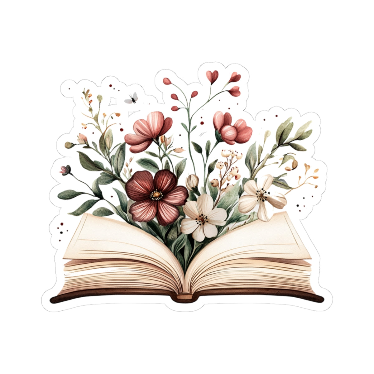 Floral Book Kiss-Cut Stickers | Aesthetic Laptop Decor, Journaling Supplies, Teacher Gifts, Book Lover Stickers, Spring Decor