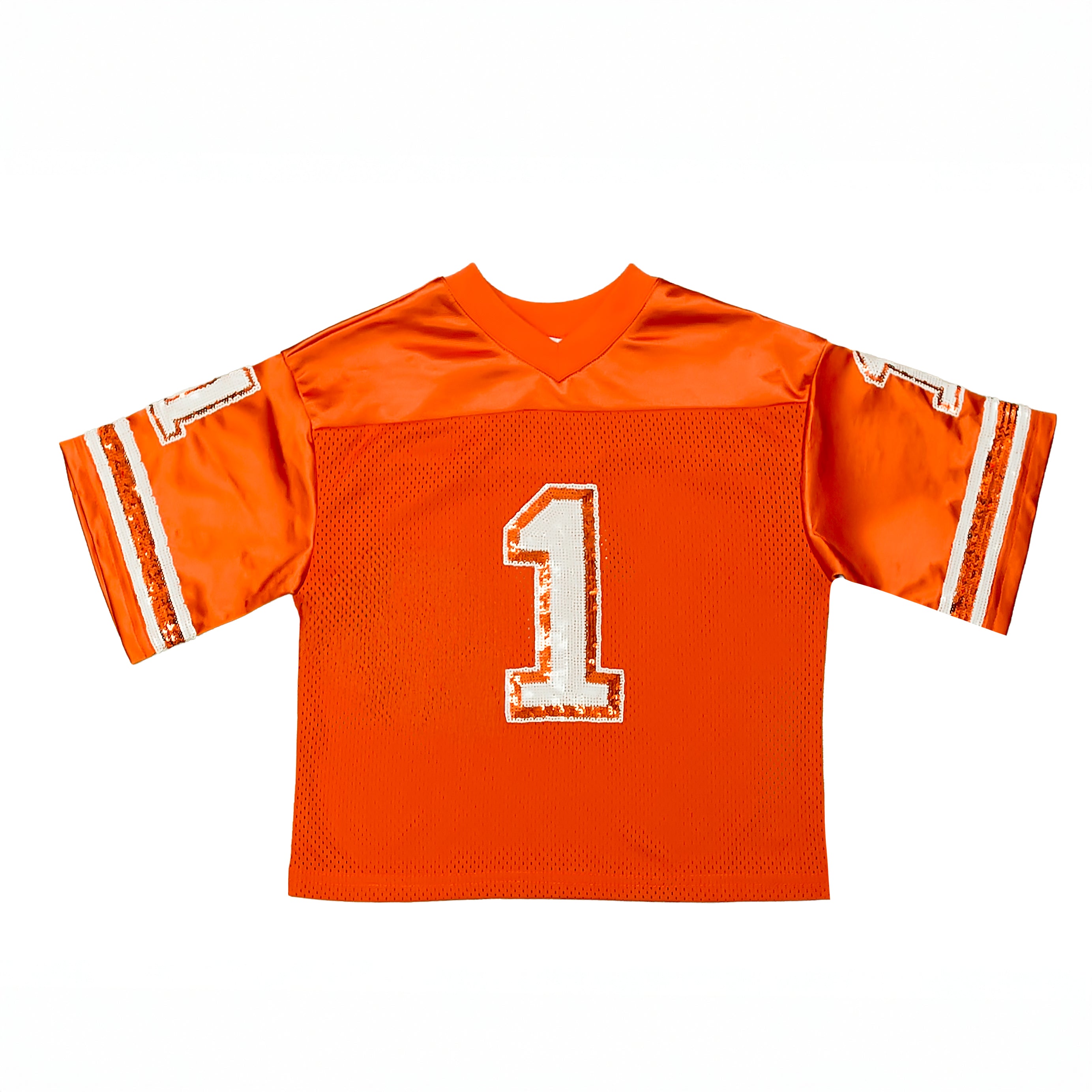 Burnt Orange and White Sequin Jersey