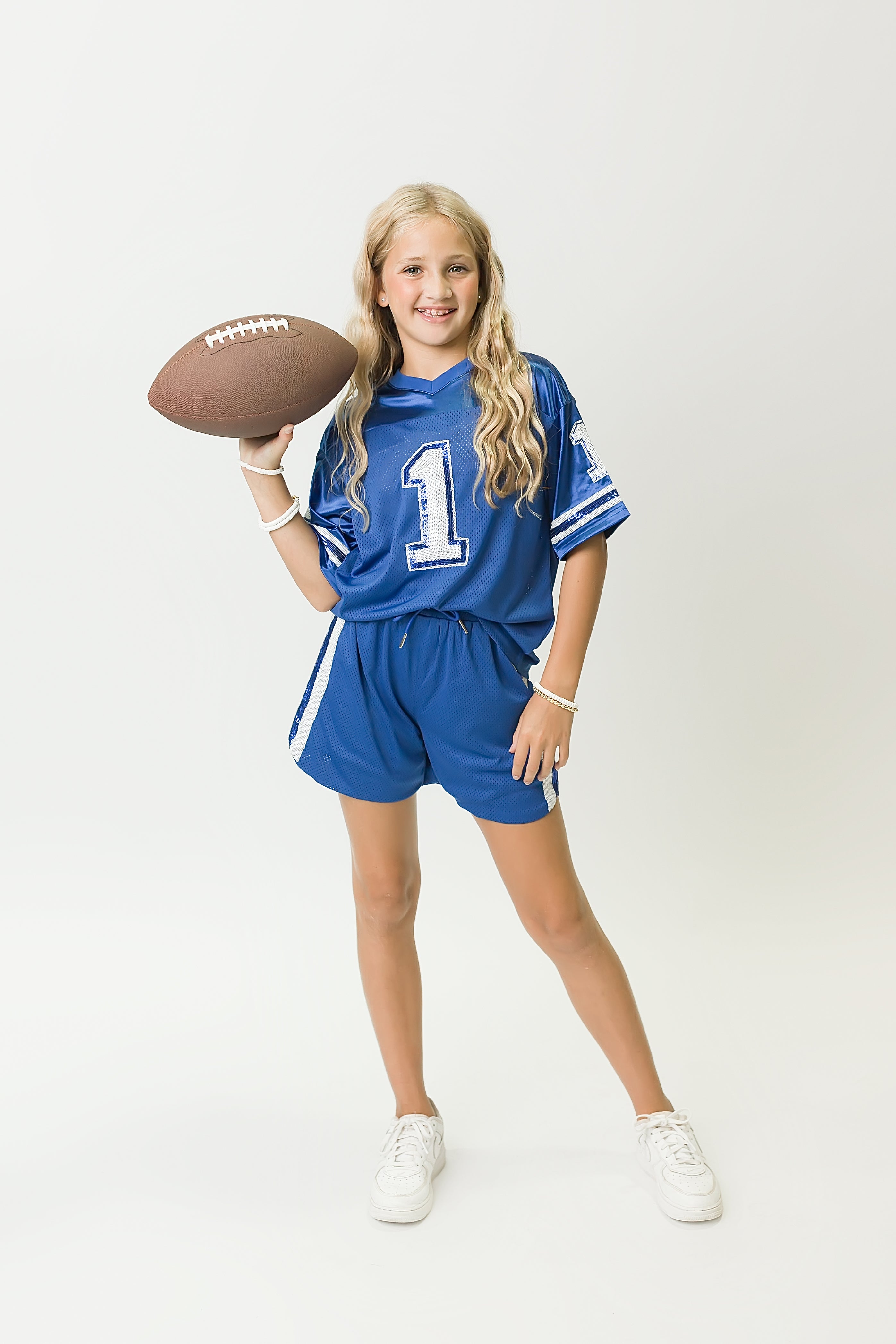 Royal Blue and White Sequin Jersey