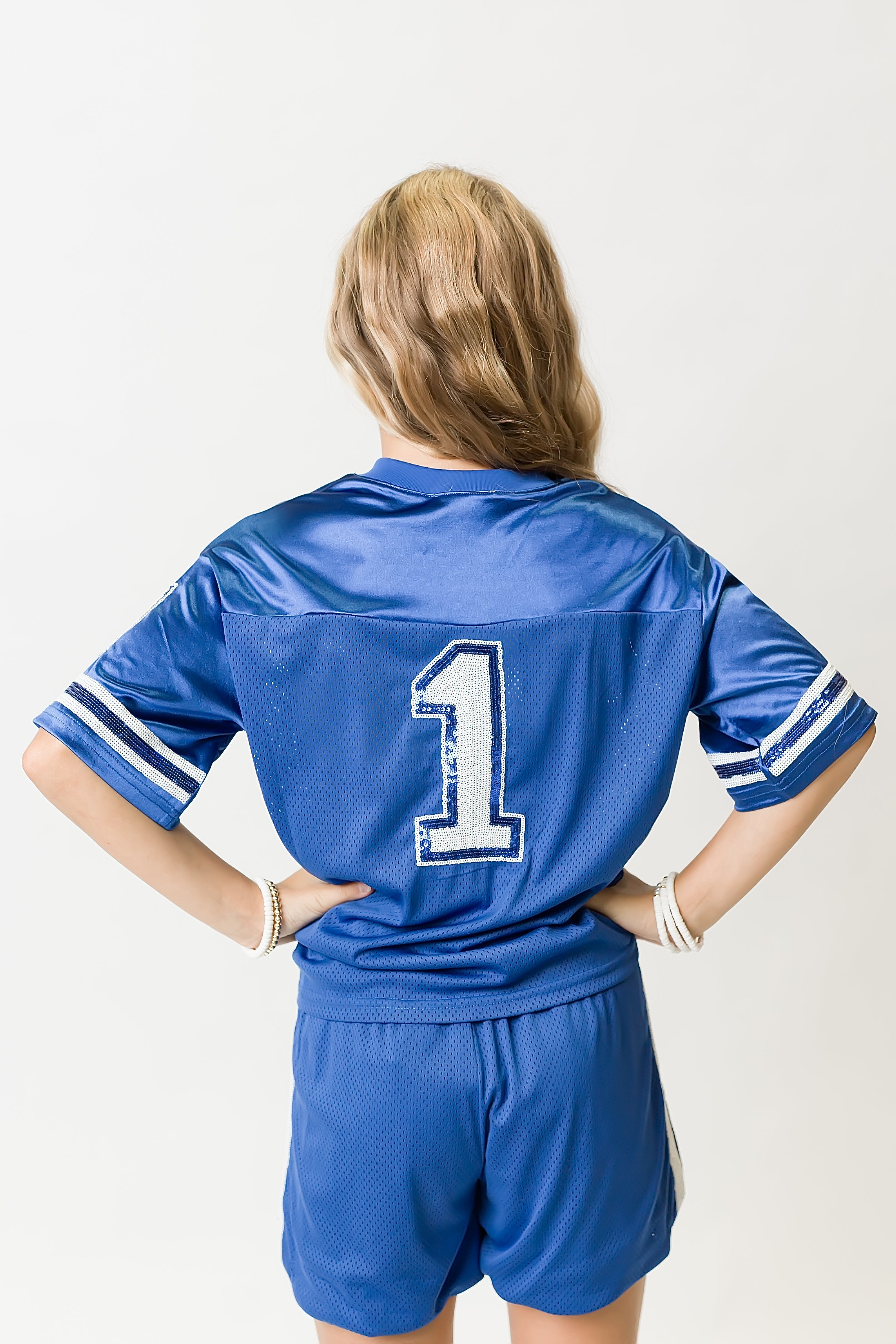Royal Blue and White Sequin Jersey