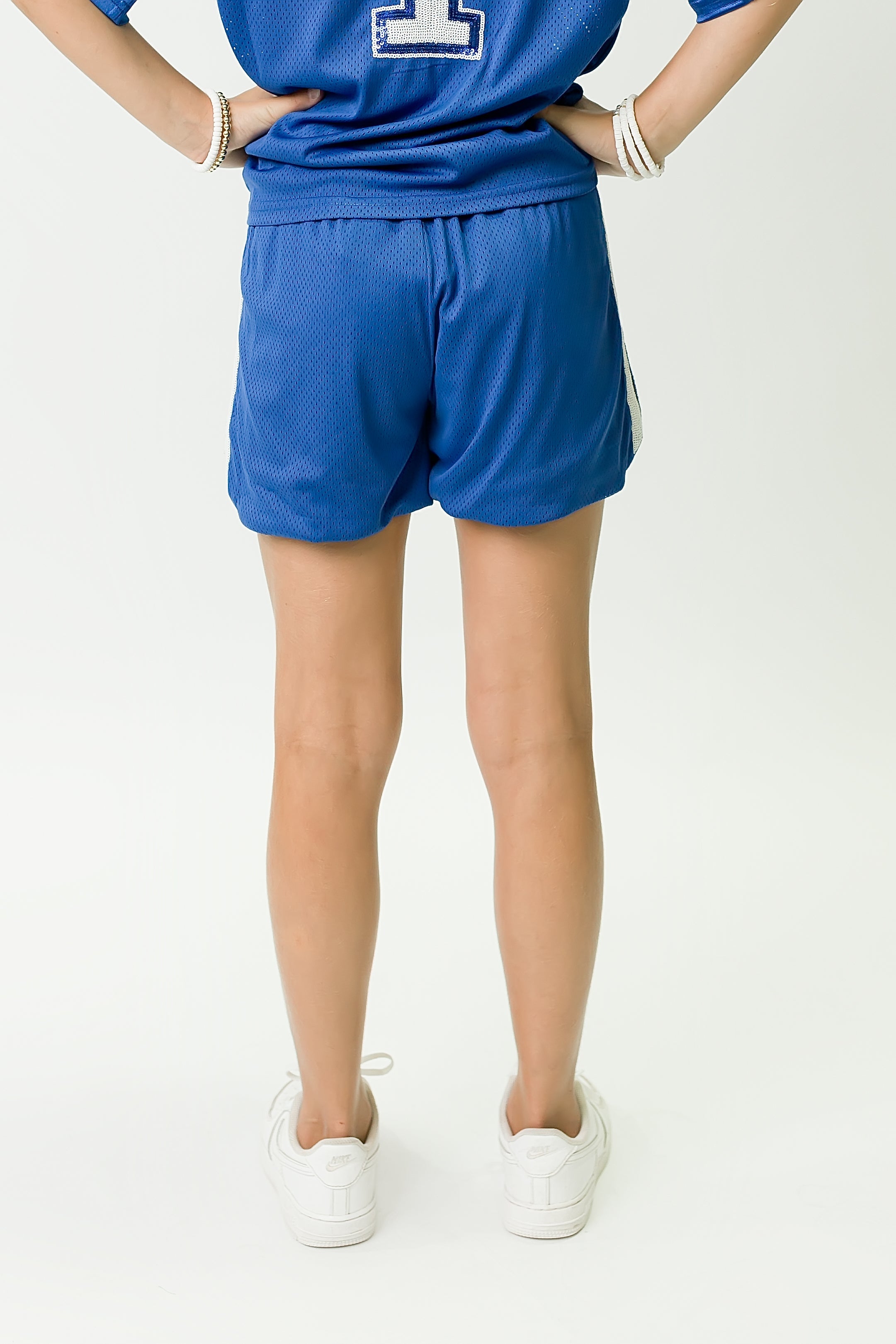Royal Blue and White Sequin Shorts