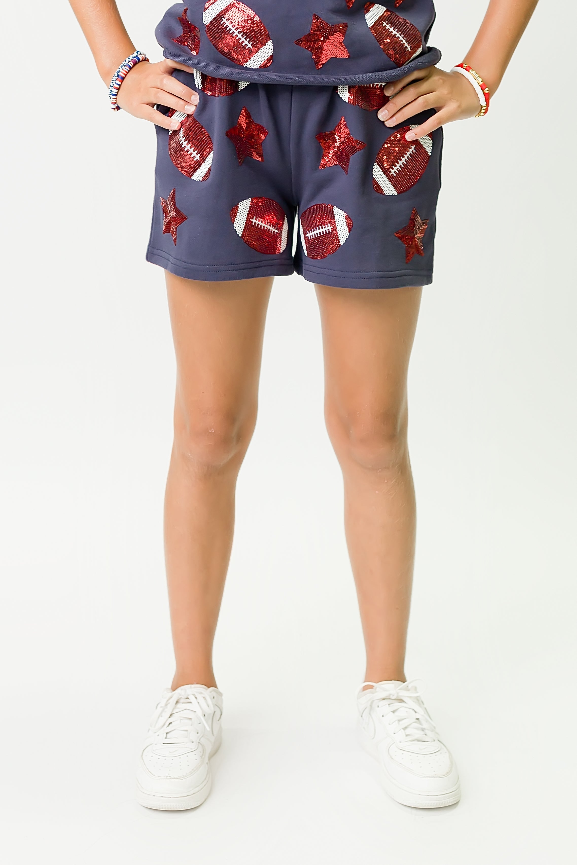 Navy and Red Football Shorts
