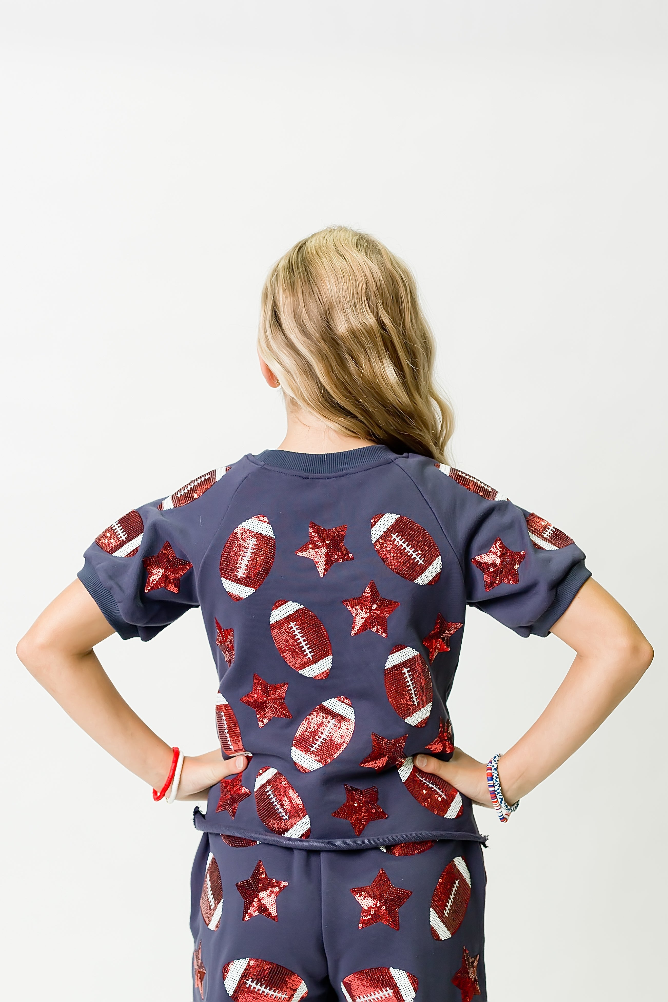 Navy and Red Football Top