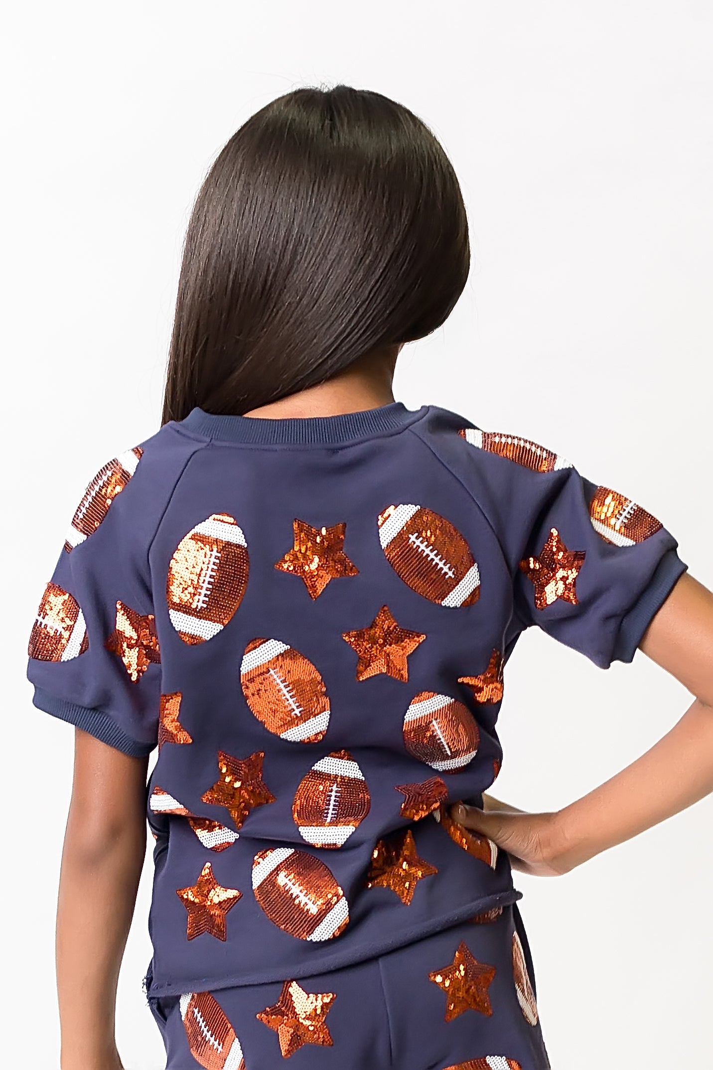 Navy and Orange Football Top