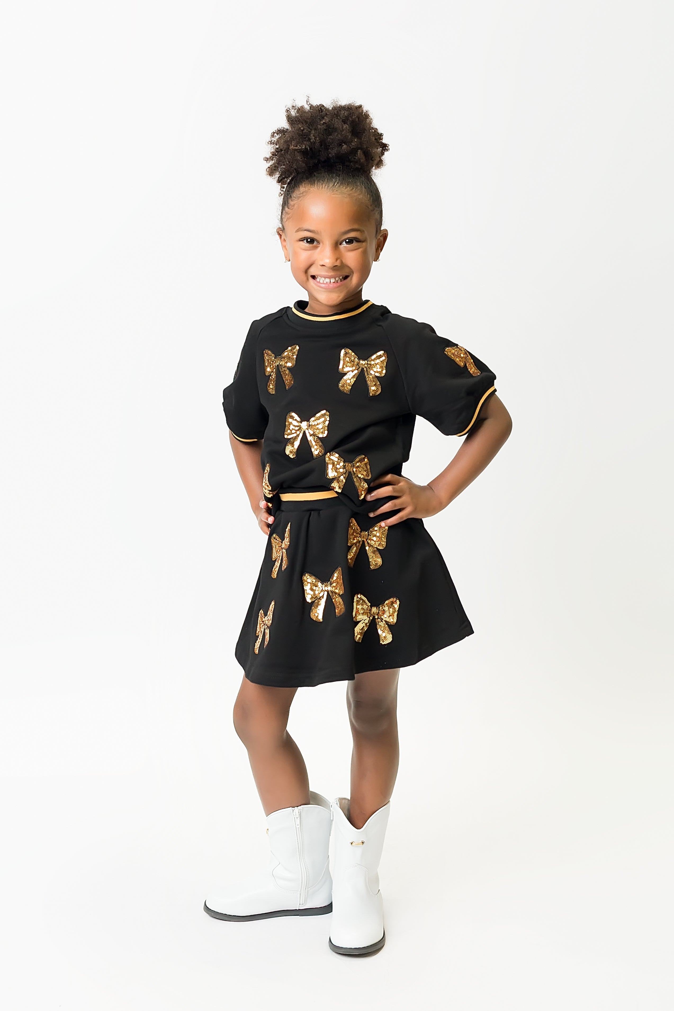 Black and Gold Bows Skort