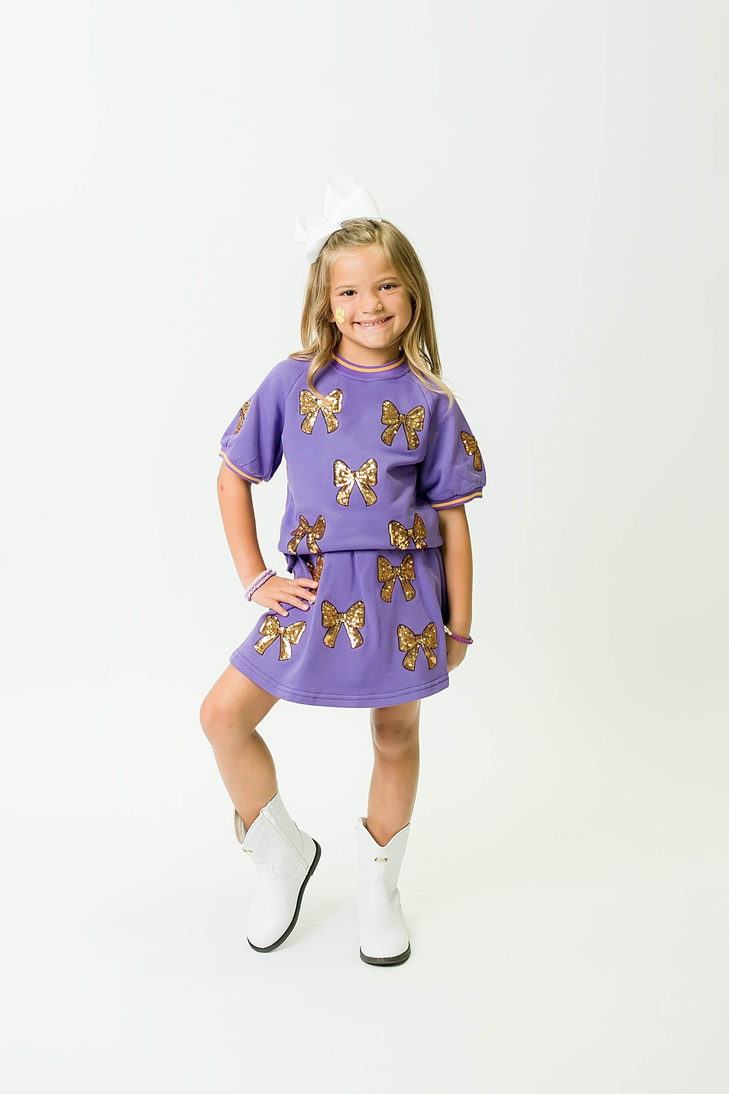 Purple and Gold Bows Top