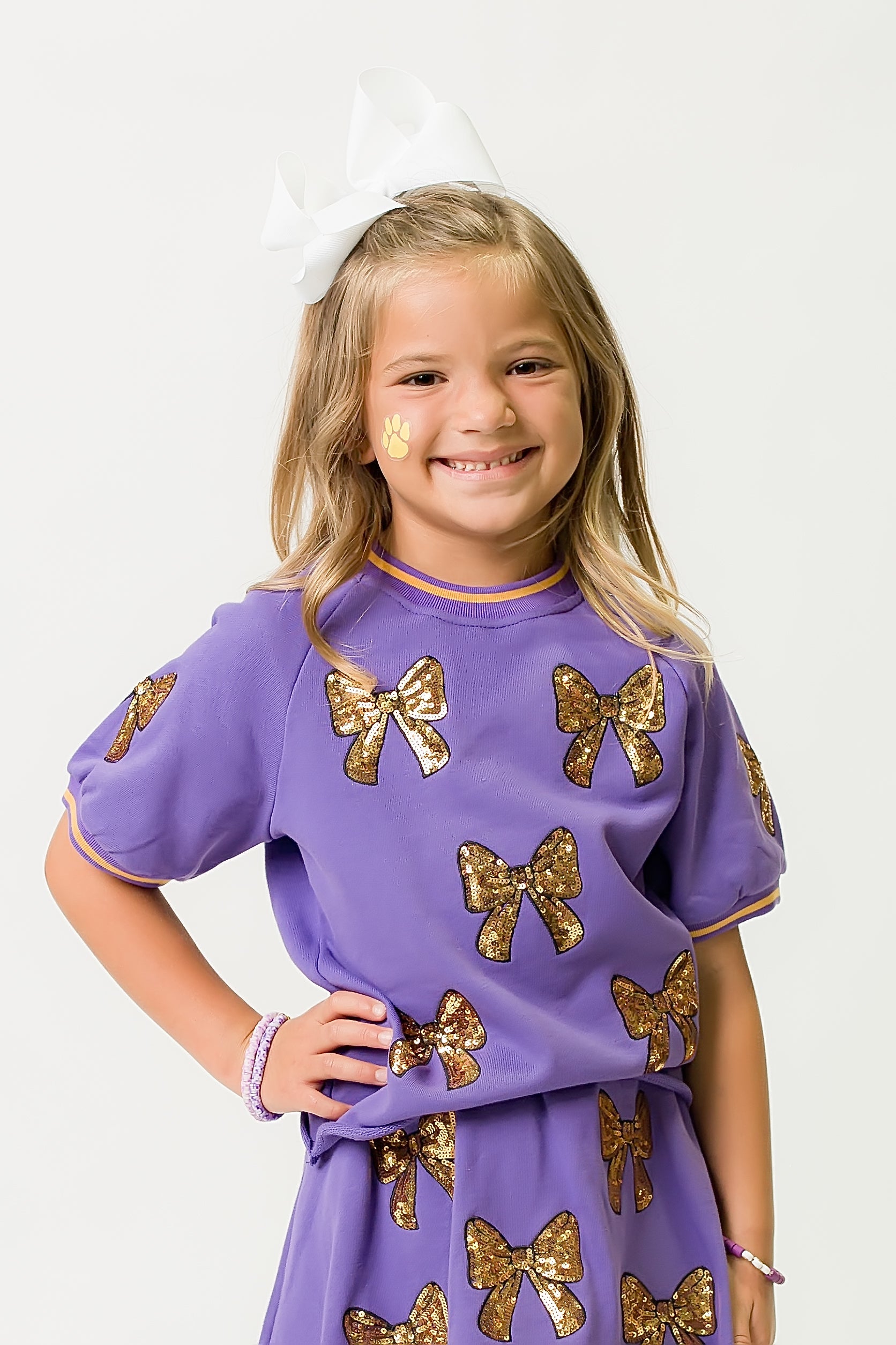 Purple and Gold Bows Top