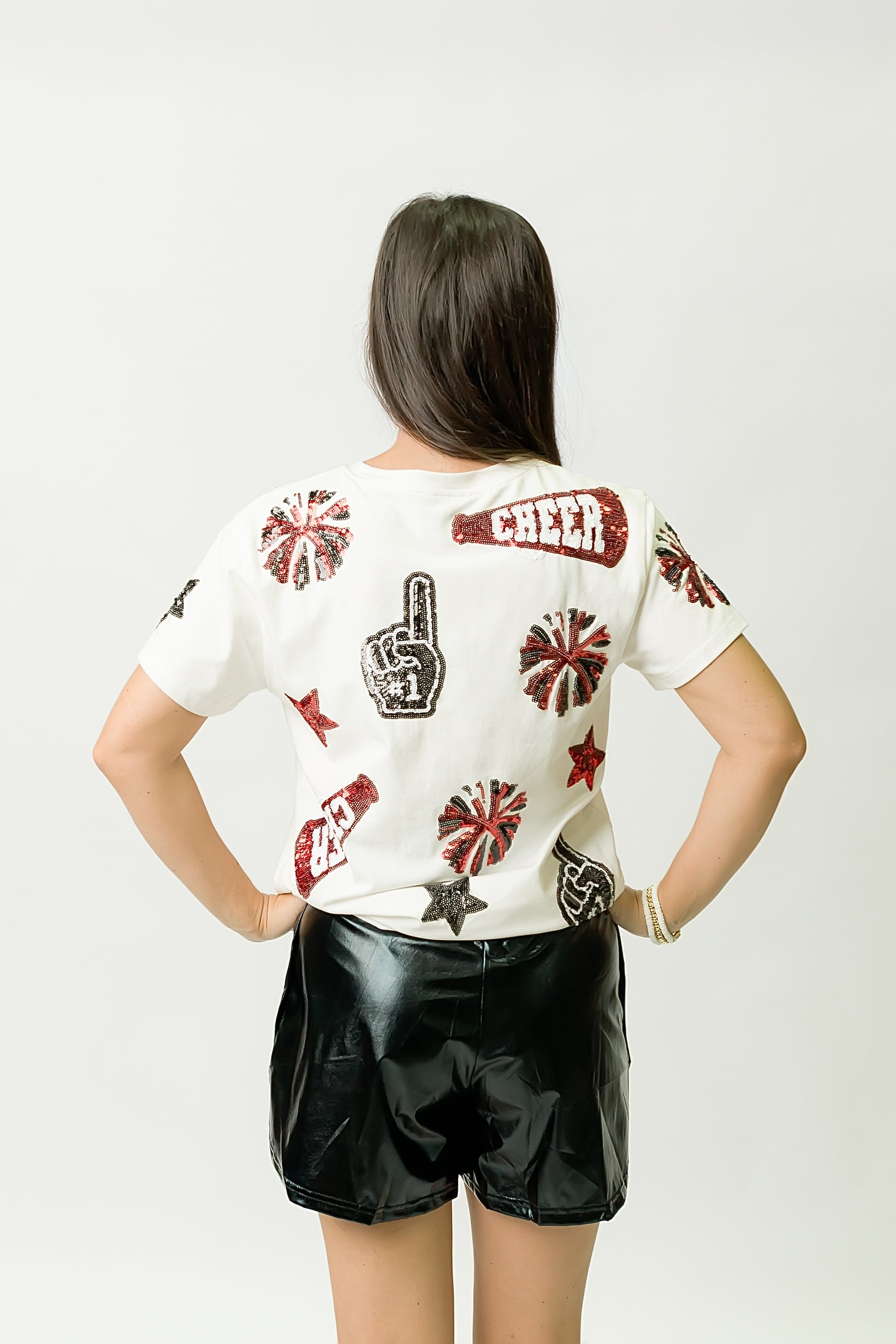 Black and Red Cheer Sequin Shirt