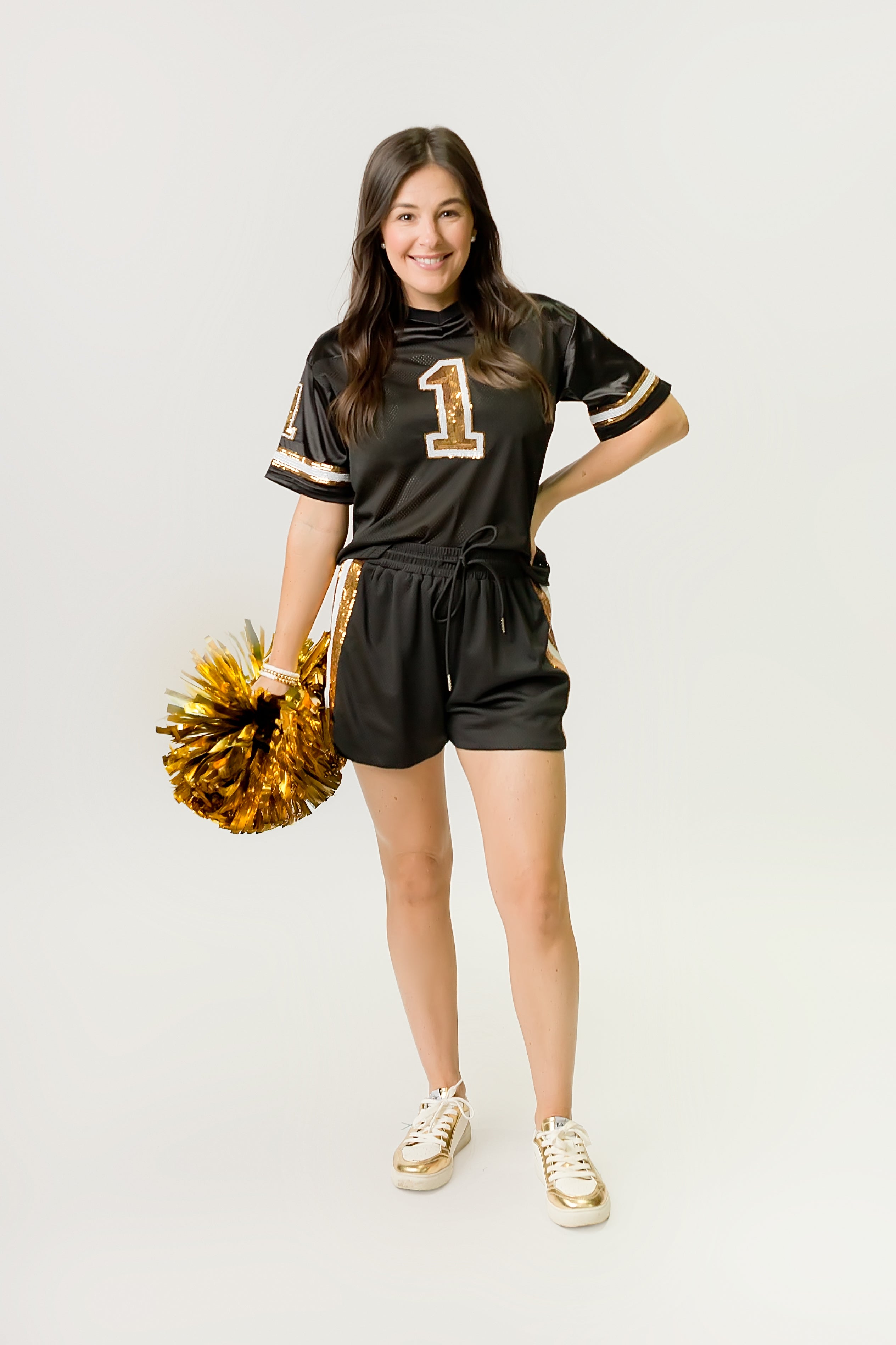 Black and Gold Sequin Shorts