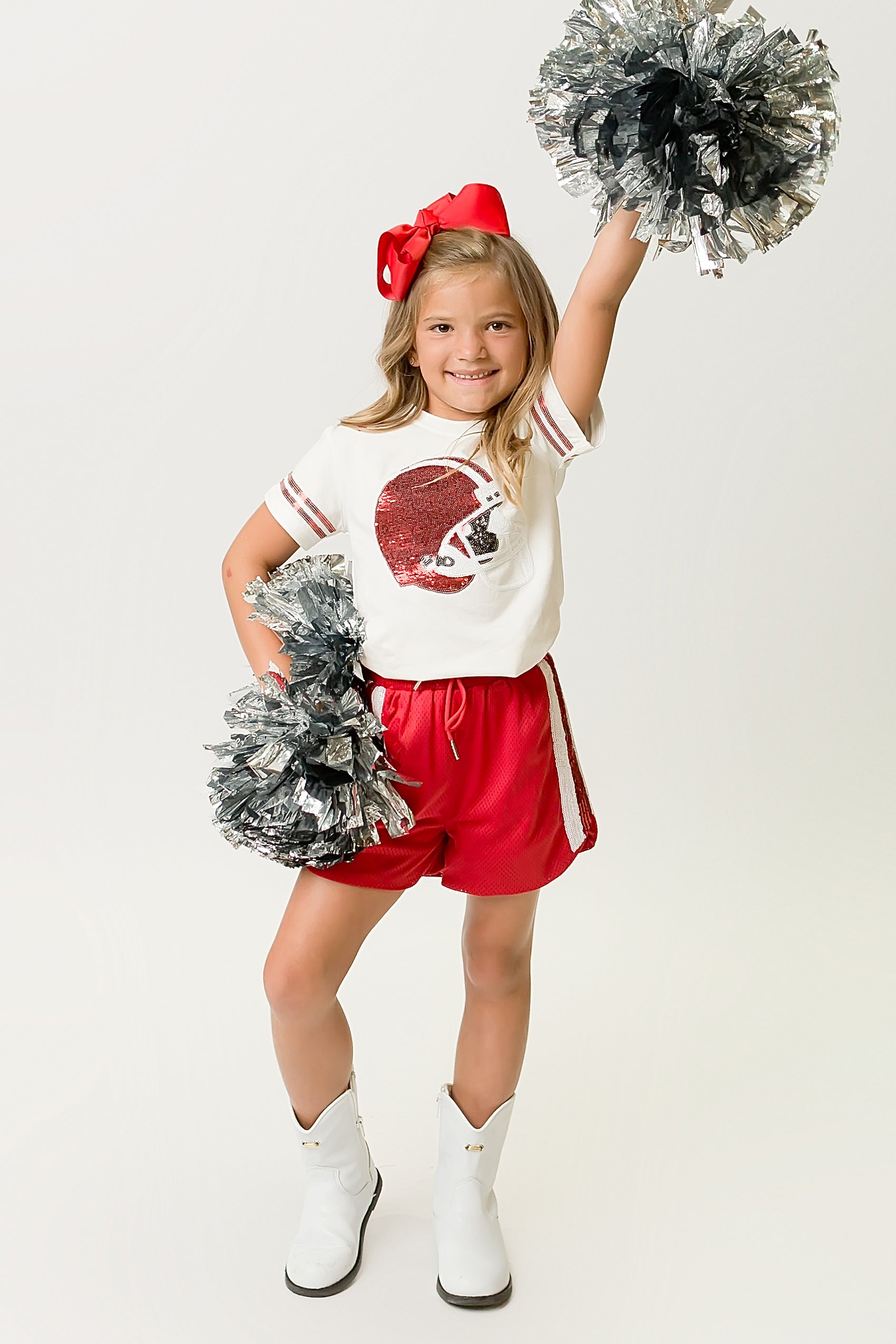 Red and White Sequin Shorts