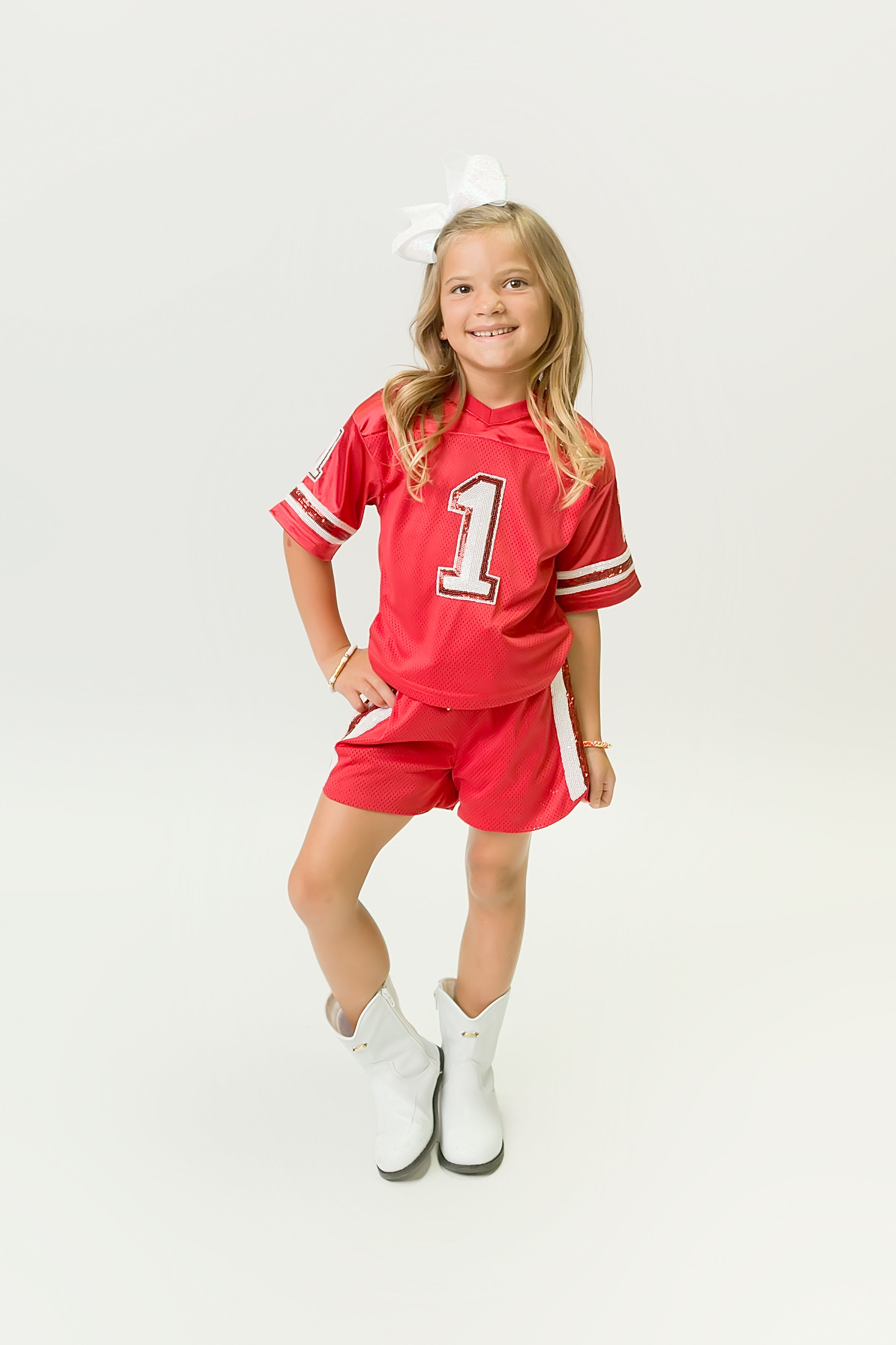 Red and White Sequin Shorts