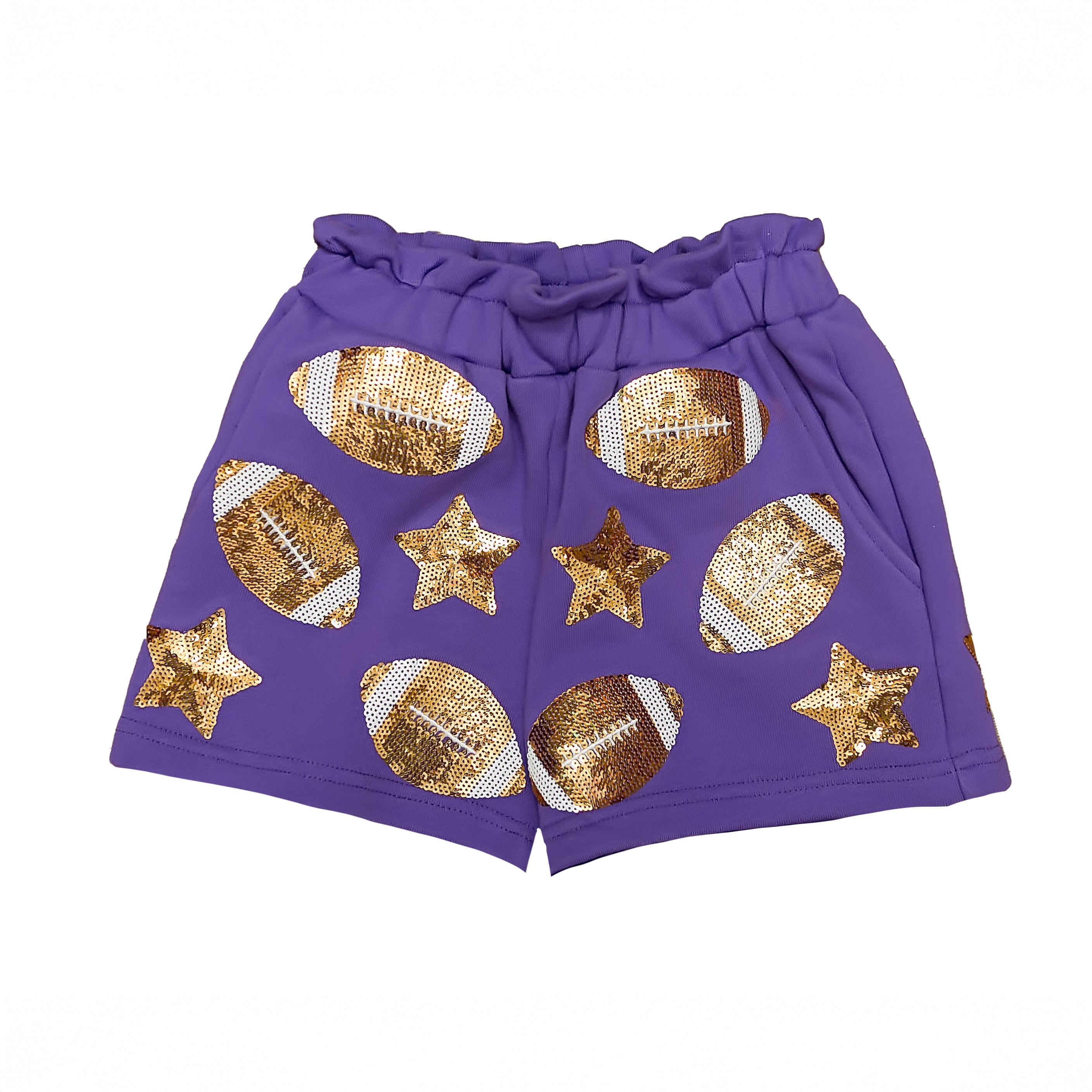 Purple Football Sequin Shorts