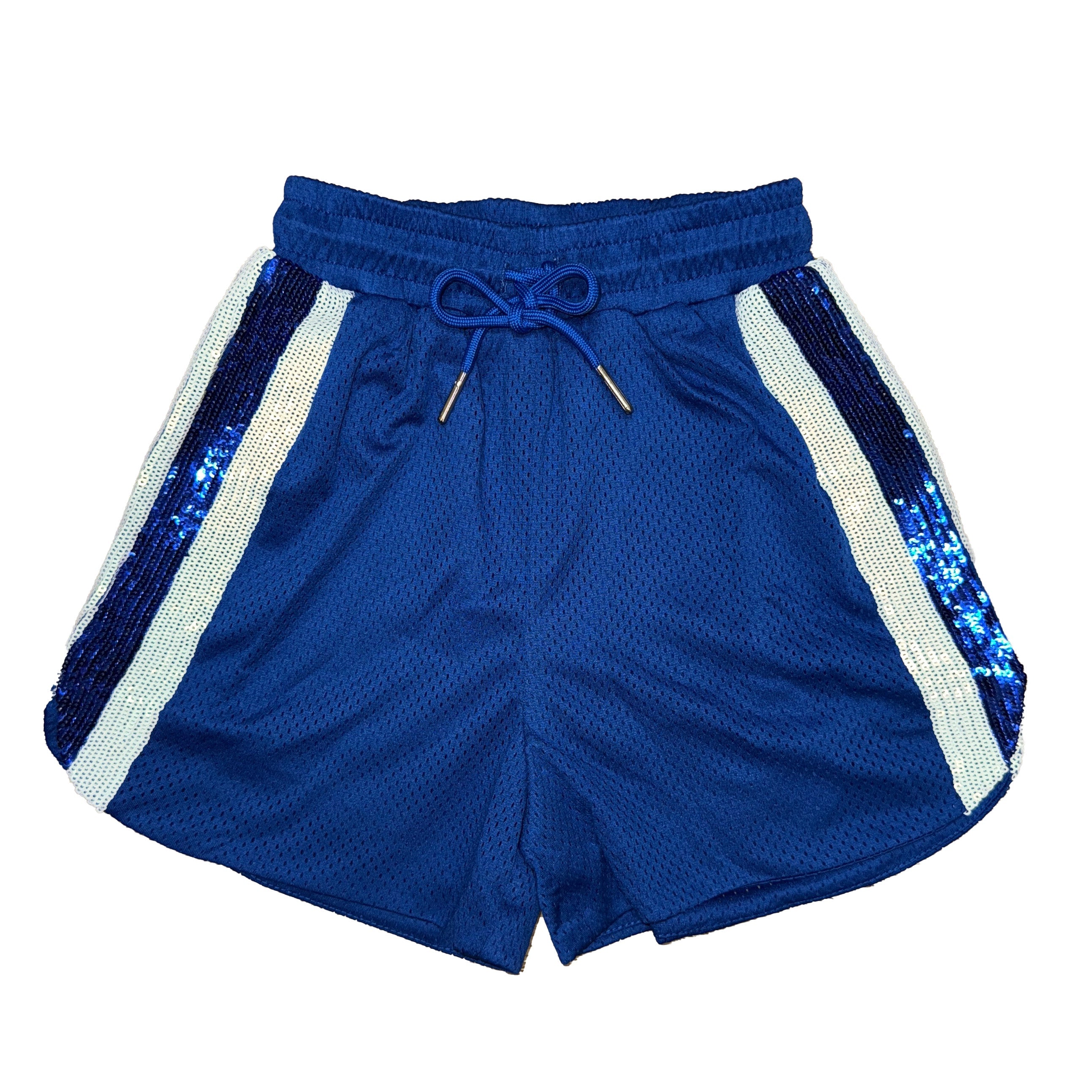 Royal Blue and White Sequin Shorts
