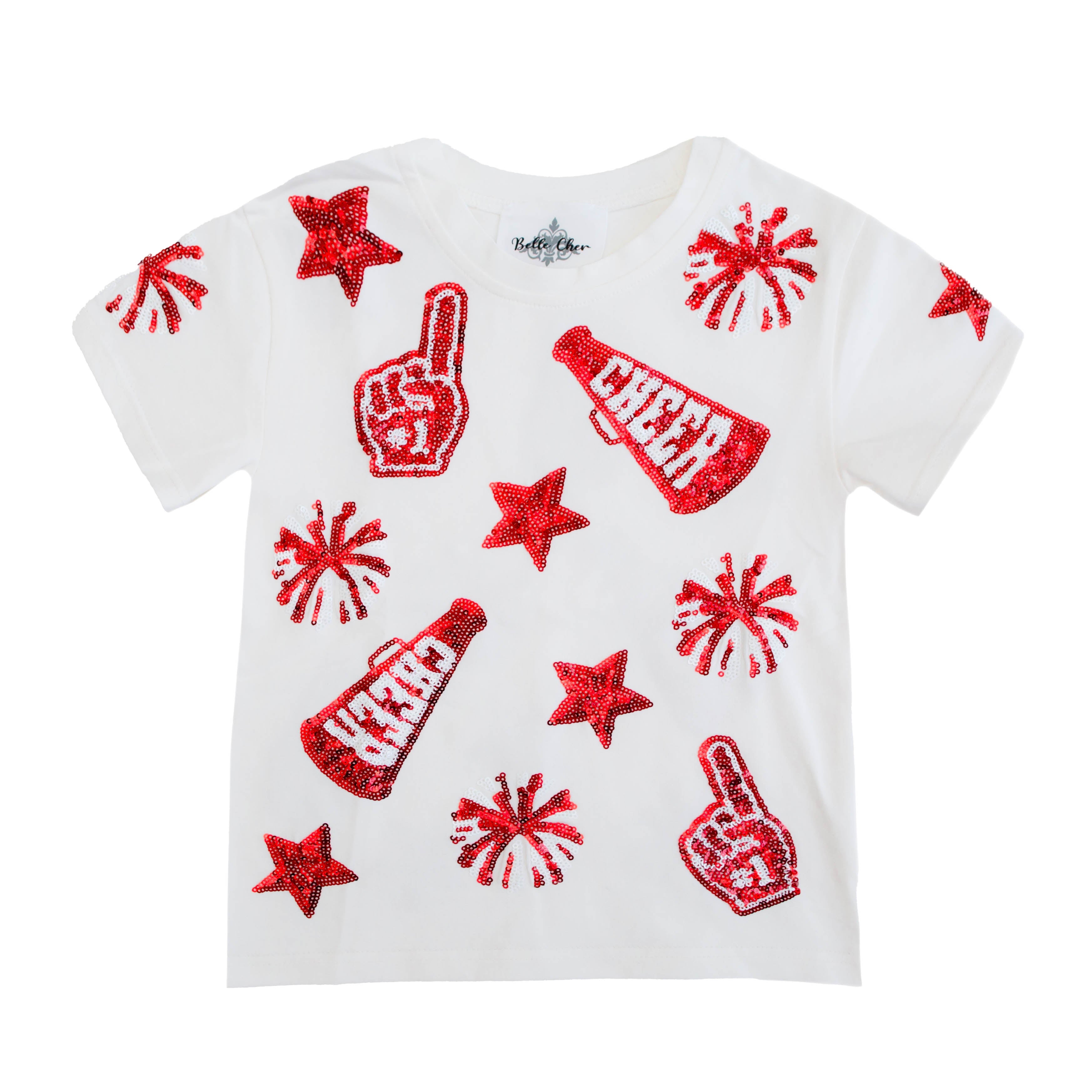Red and White Cheer Adult Shirt