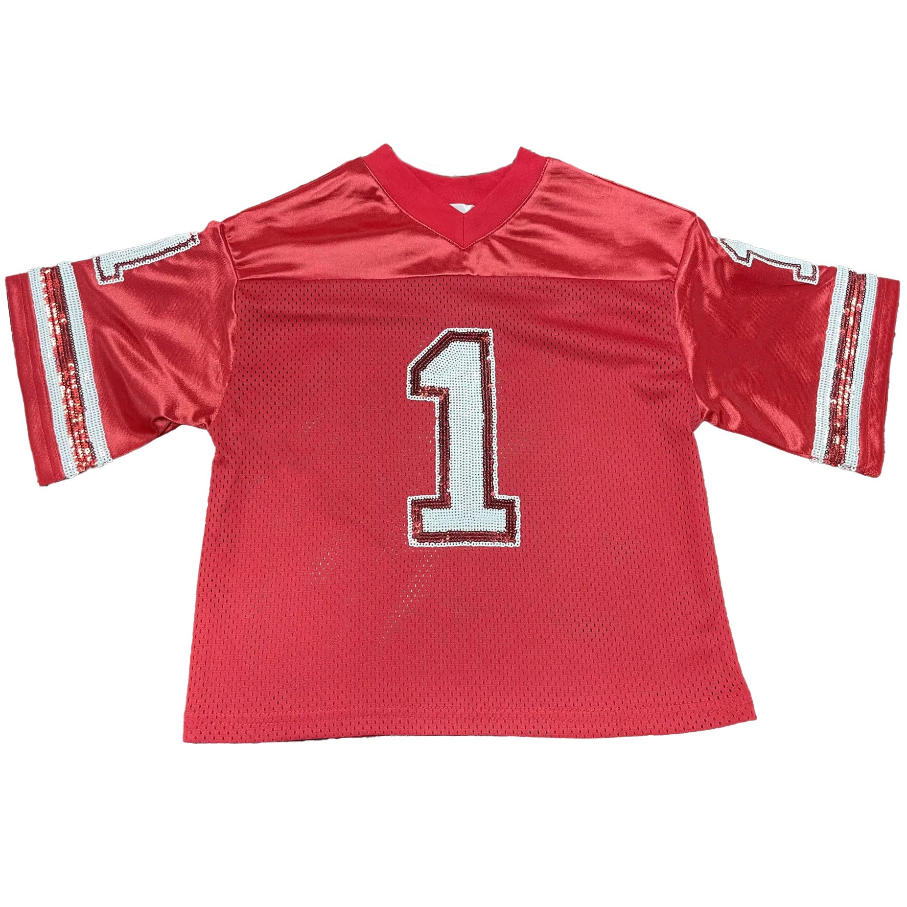 Red and White Sequin Jersey