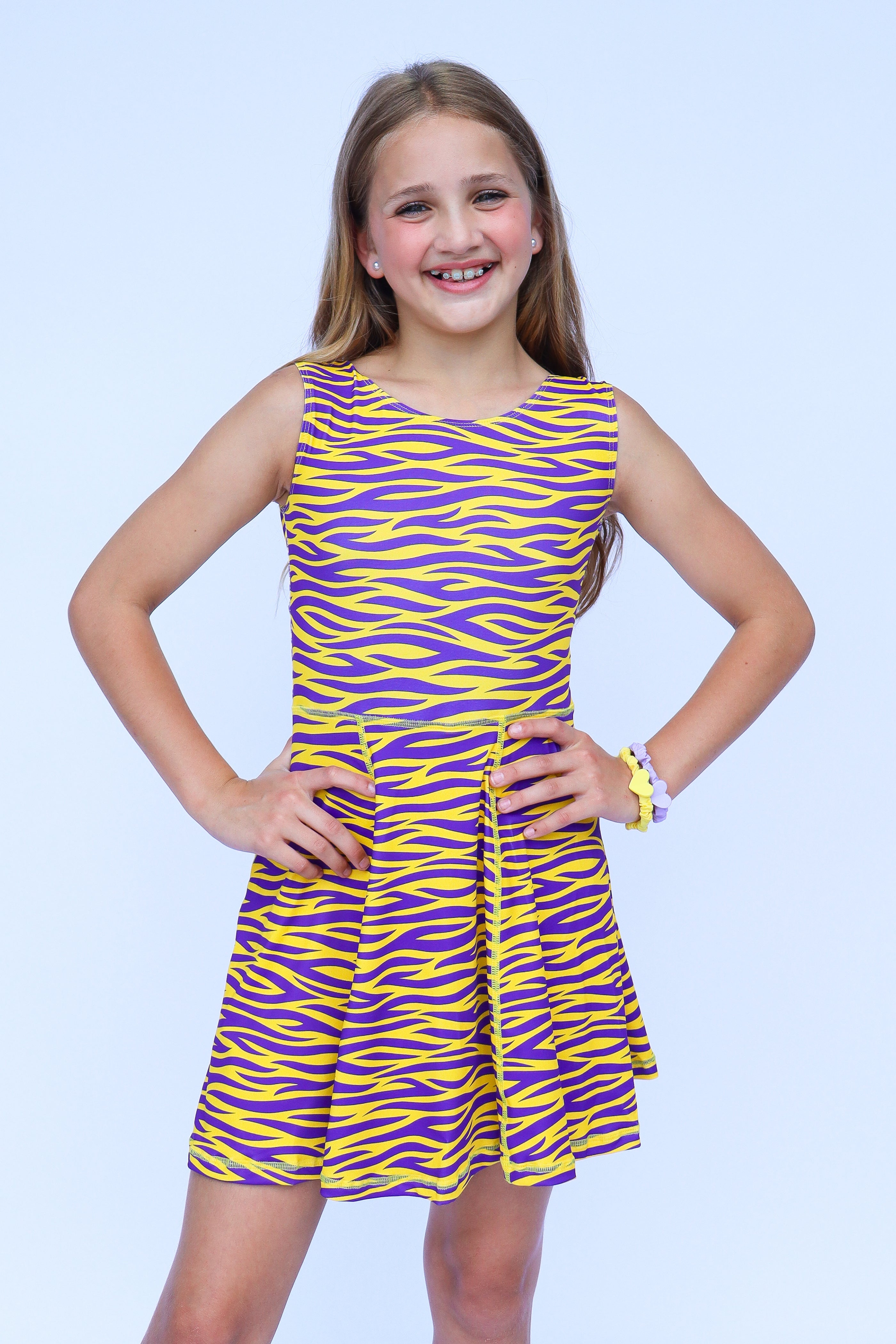 Tiger Striped Athleisure Kid Dress