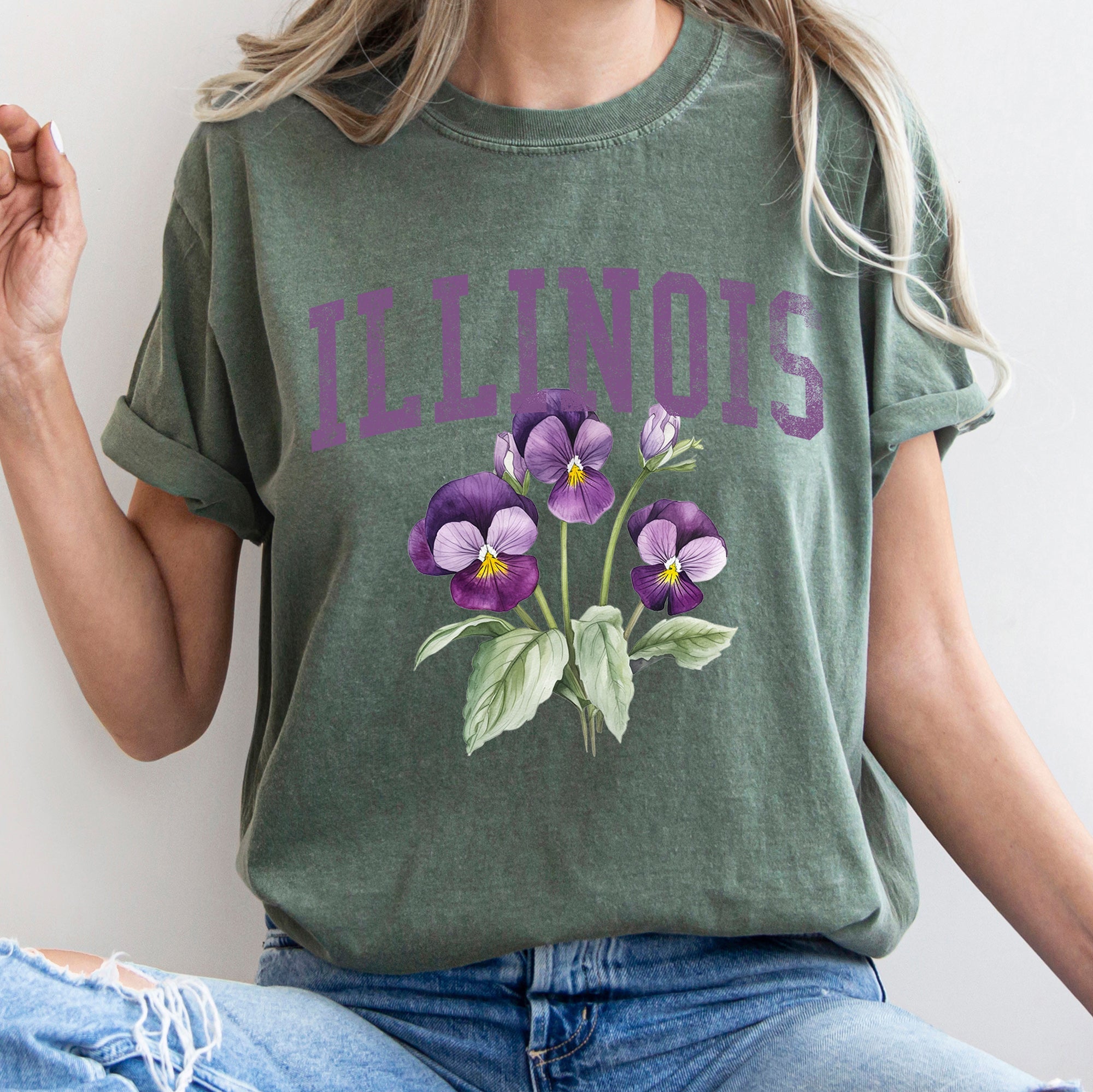 Illinois State Flower Comfort Colors Tshirt