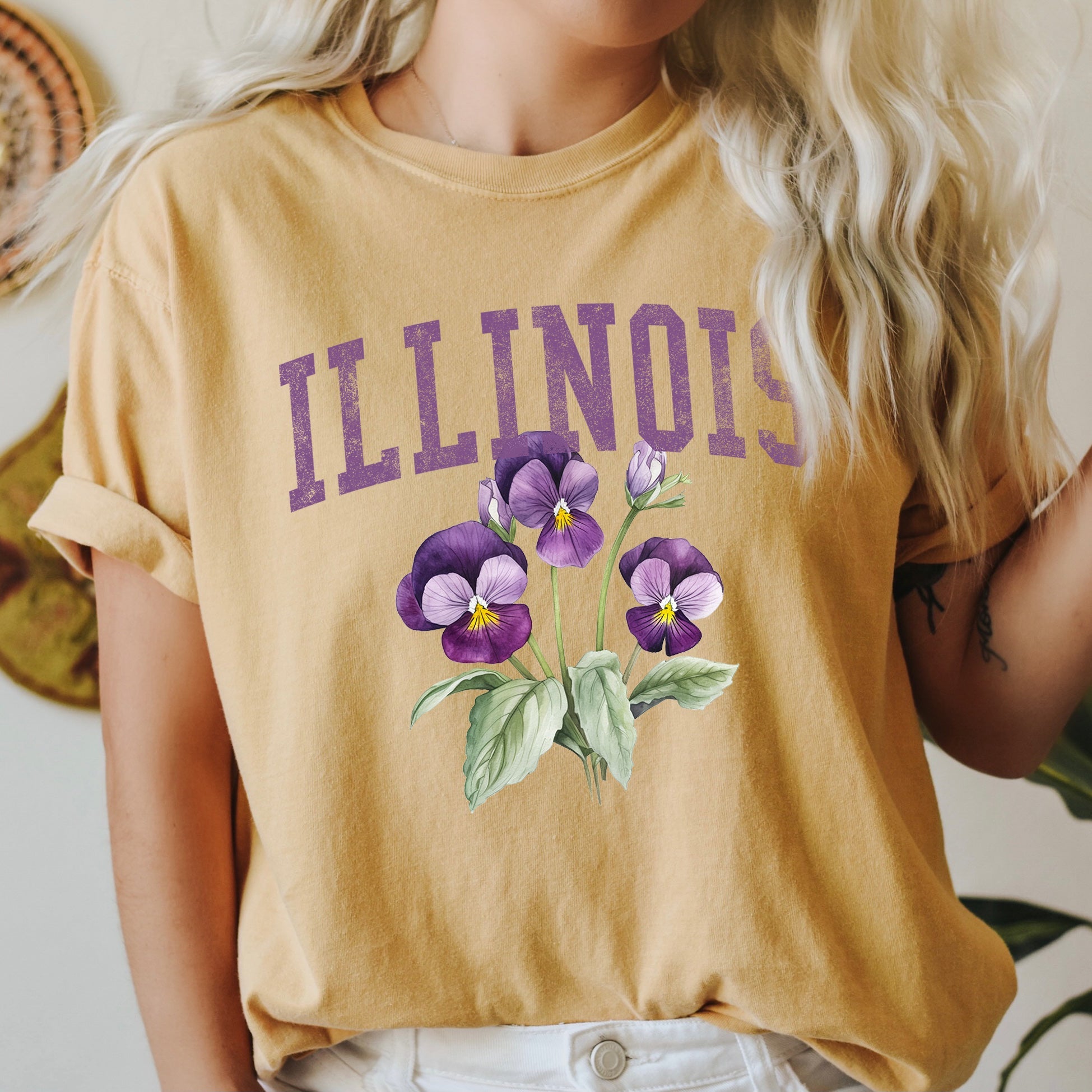 Illinois State Flower Comfort Colors Tshirt