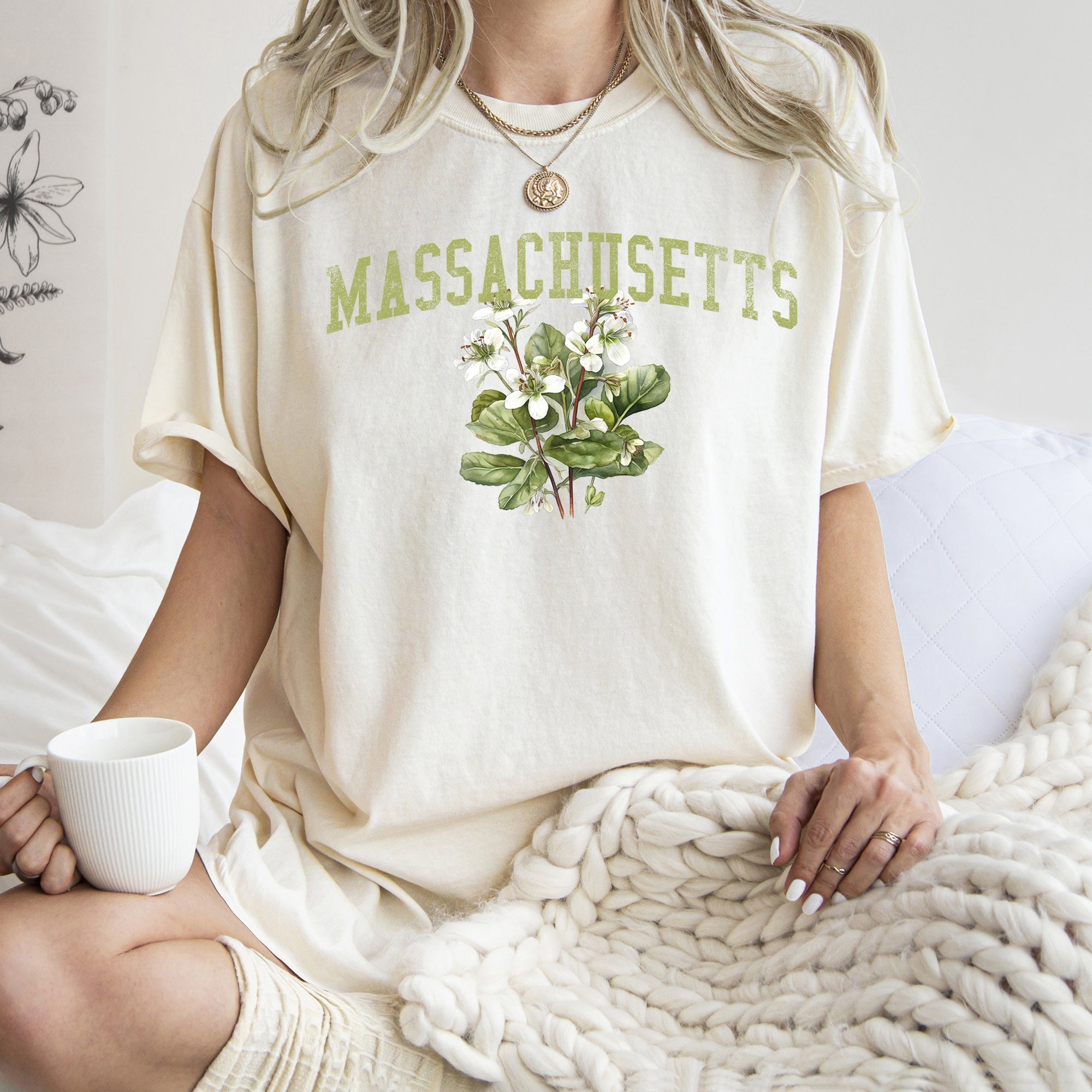 Massachusetts State Flower Comfort Colors Tshirt