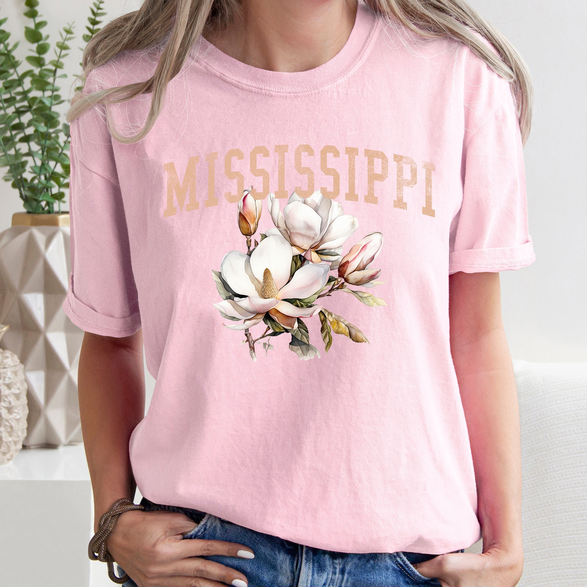 Mississippi State Flower Comfort Colors Tshirt