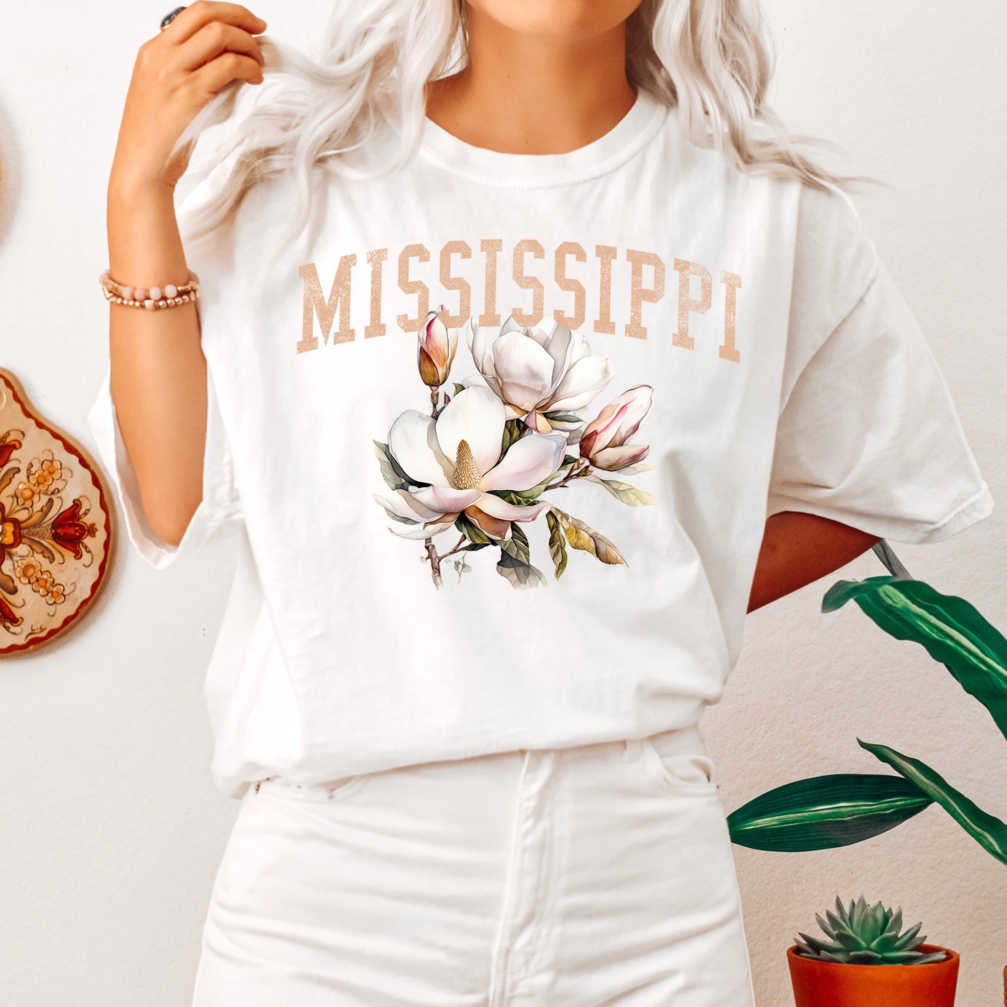 Mississippi State Flower Comfort Colors Tshirt