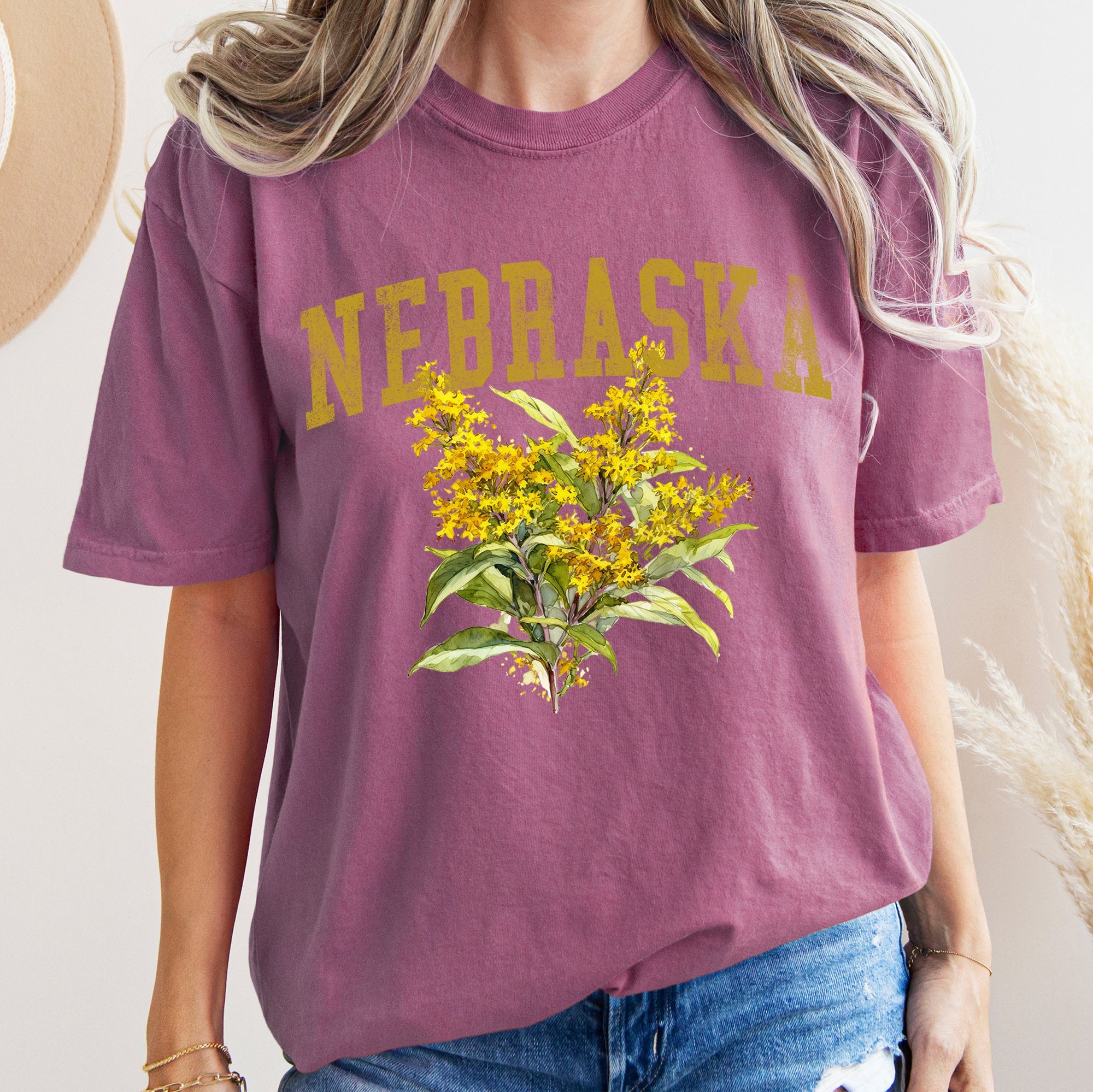Nebraska State Flower Comfort Colors Tshirt