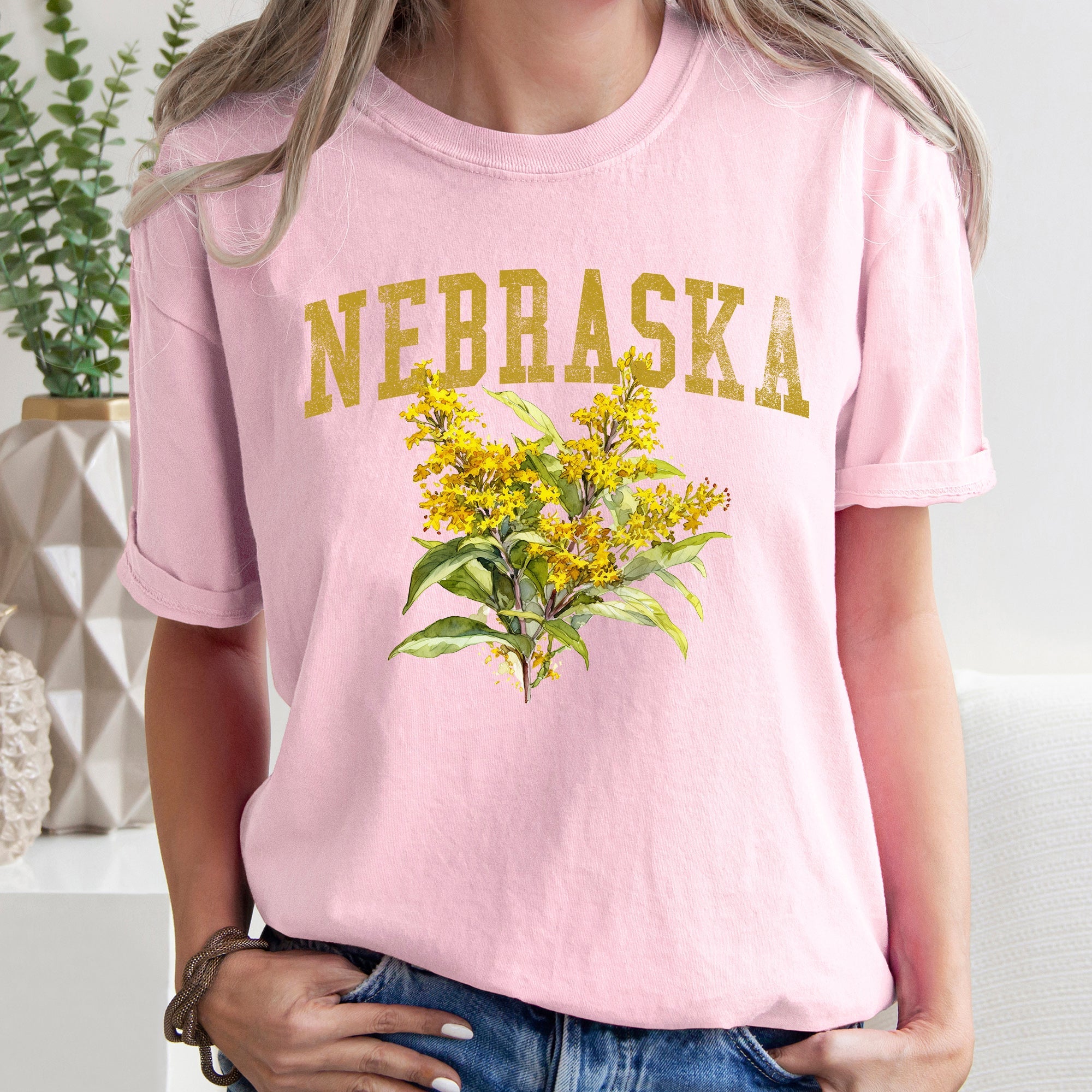 Nebraska State Flower Comfort Colors Tshirt