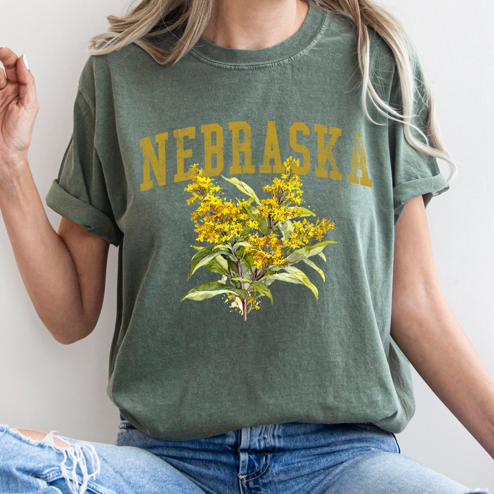 Nebraska State Flower Comfort Colors Tshirt