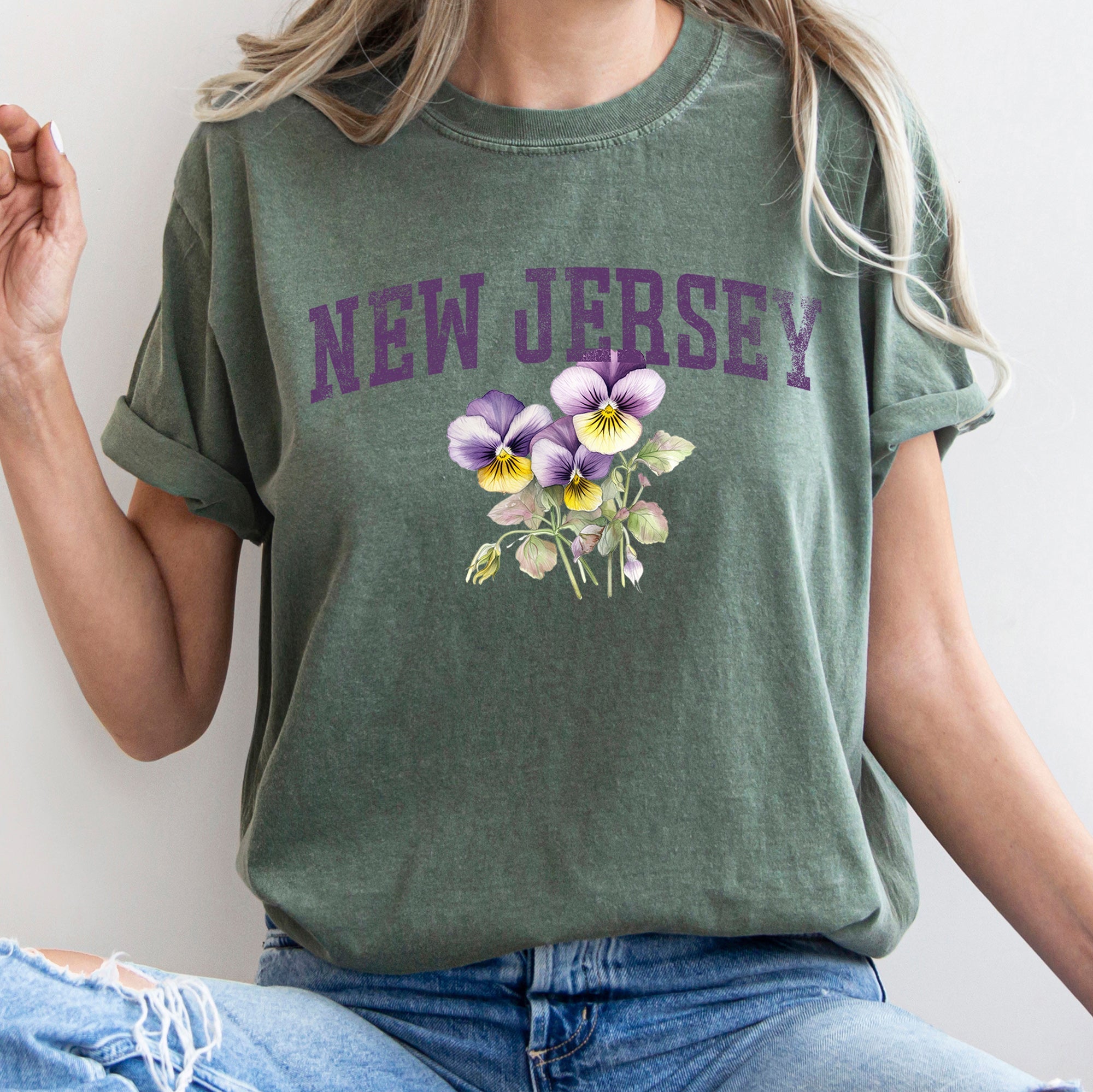 New Jersey State Flower Comfort Colors Tshirt