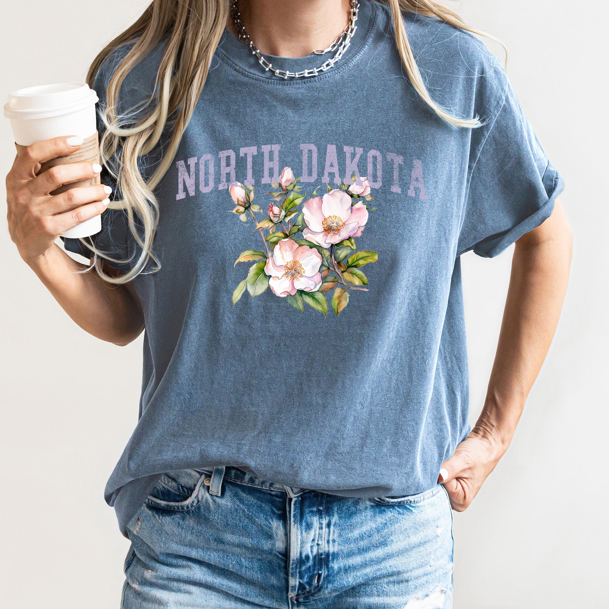 North Dakota State Flower Comfort Colors Tshirt