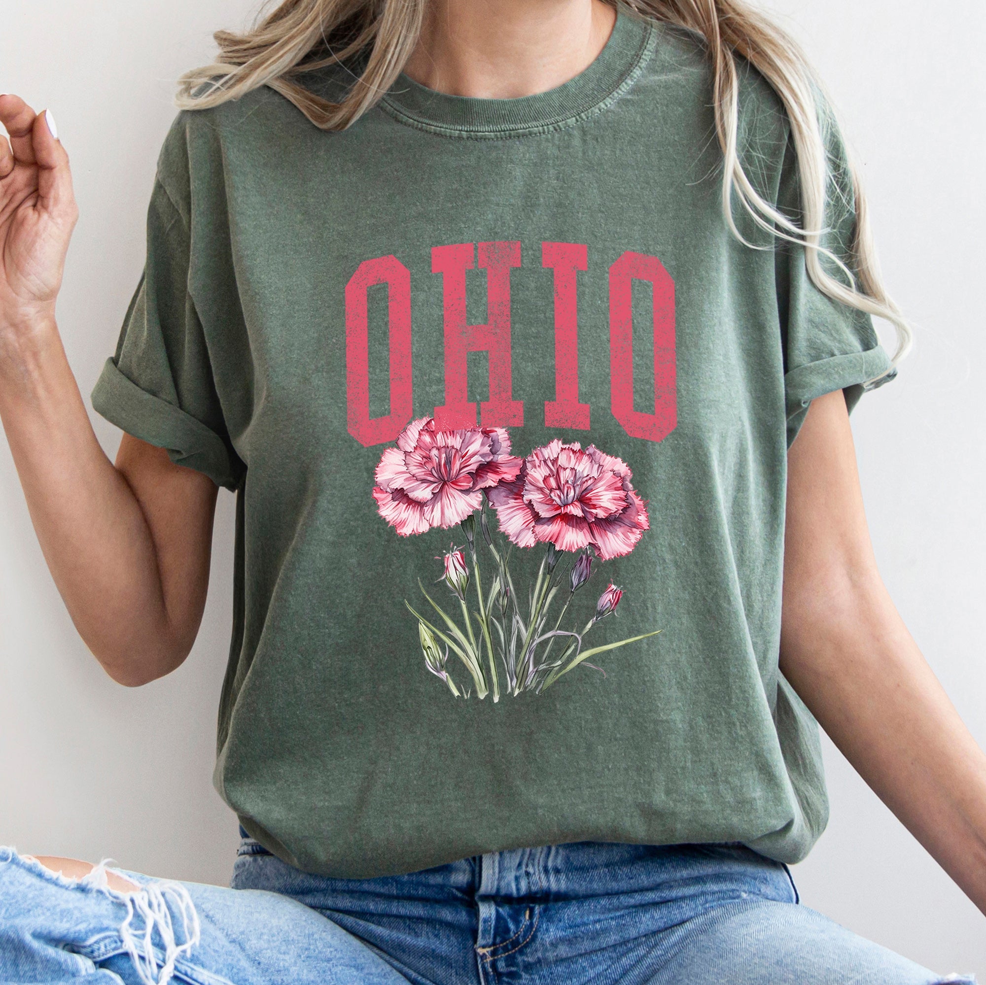 Ohio State Flower Comfort Colors Tshirt