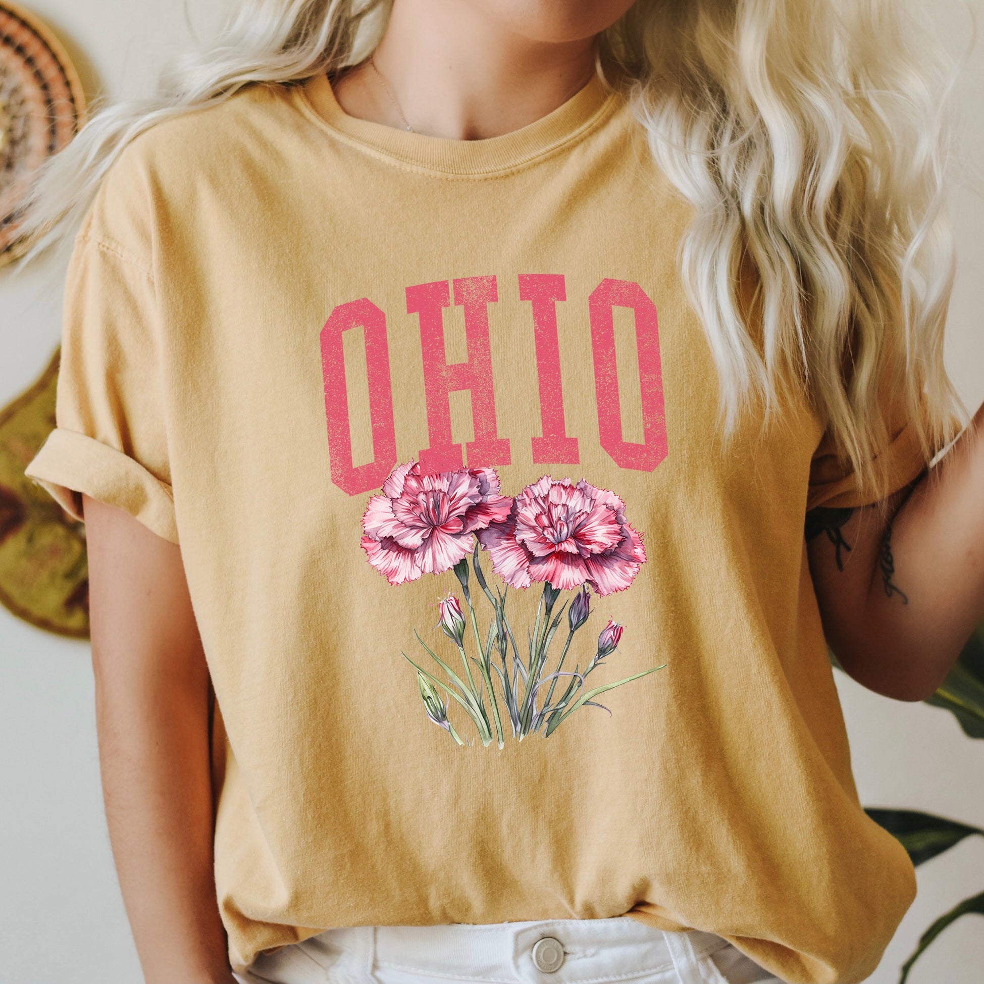 Ohio State Flower Comfort Colors Tshirt