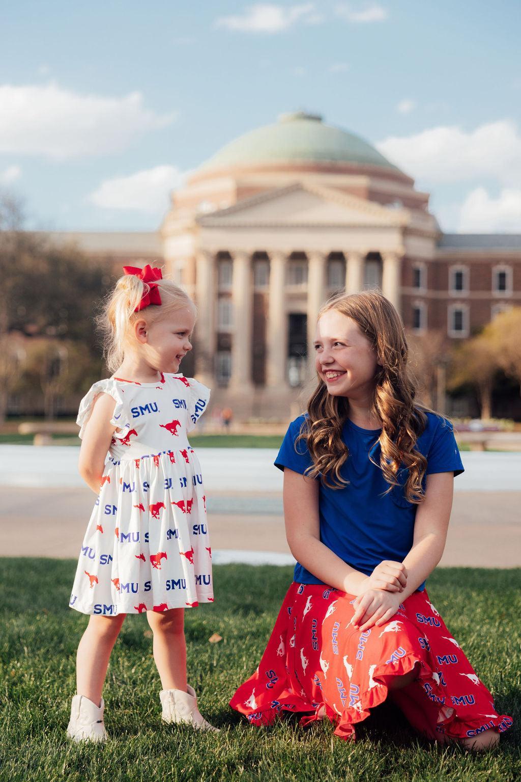 SMU Red Mustang Ruffle Twirl Skort