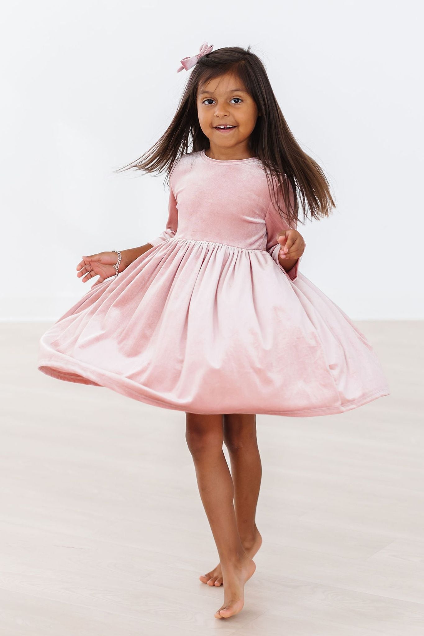 Vintage Pink Velvet Twirl Dress