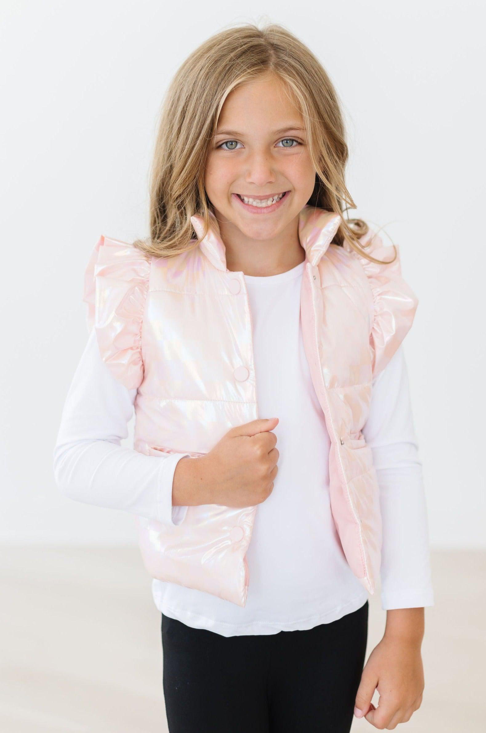 Light Pink Checker Puffer Vest