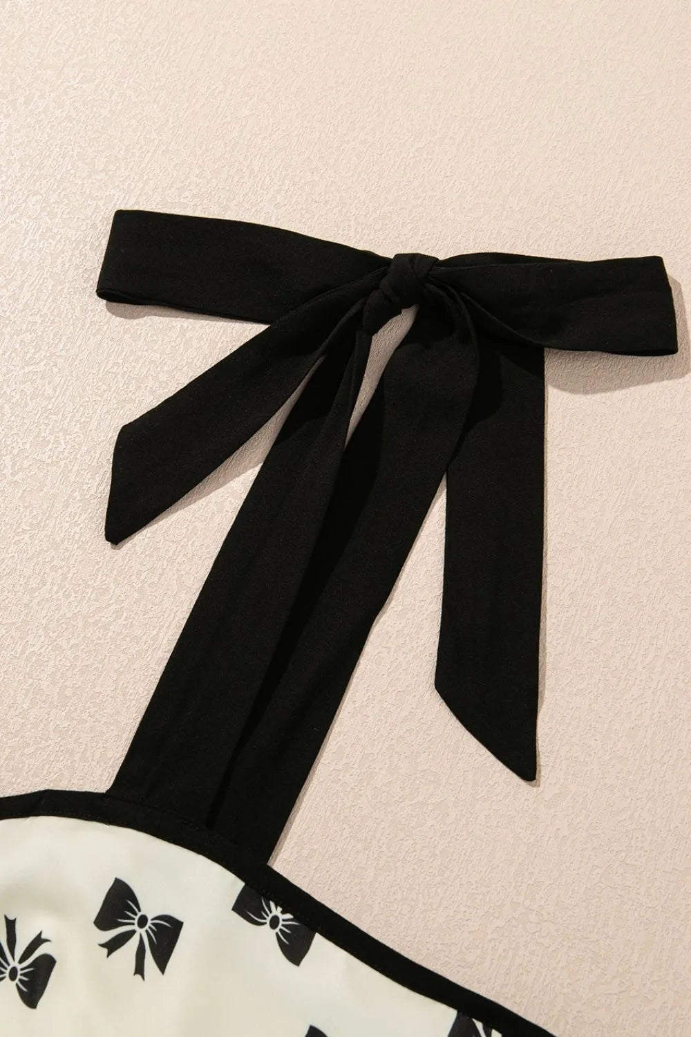 Bow Knot Color Contrast Trim Knotted Shoulder Mini Dress