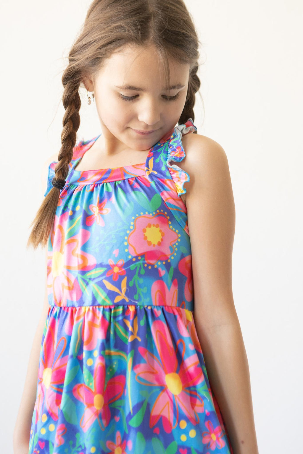 Springing Around Ruffle Cross Back Dress