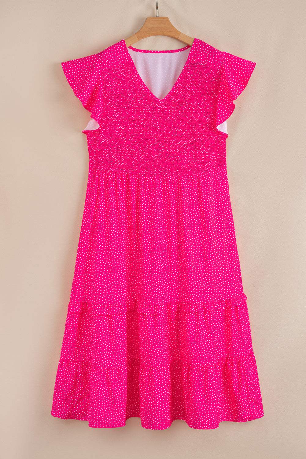 Plus Size Polka Dot V-Neck Midi Dress