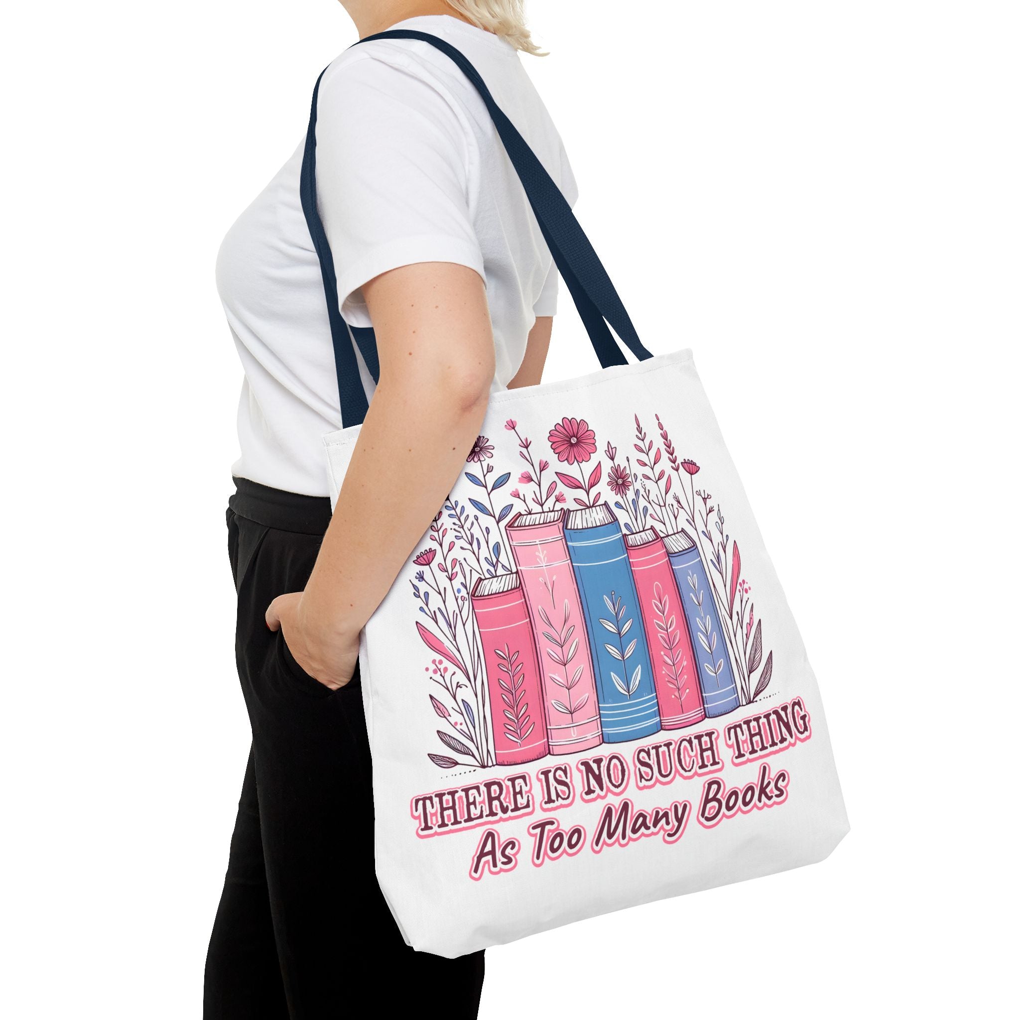 Whimsical Book Lover Tote Bag, Literary Gift, Bookish Accessories, Library Tote, Floral Books Design