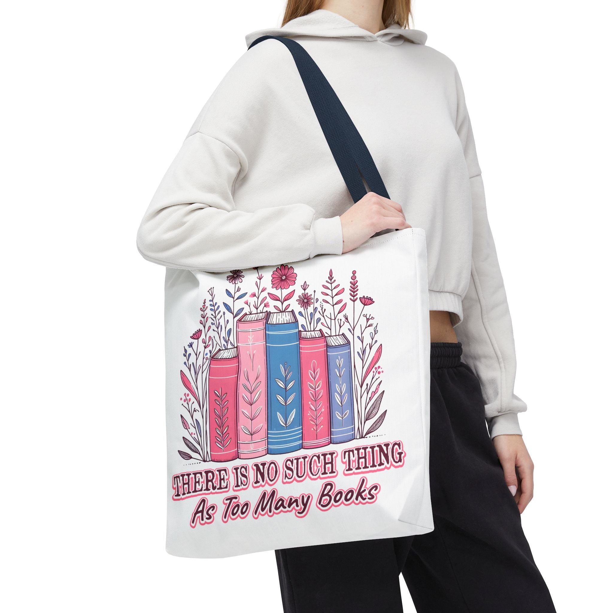 Whimsical Book Lover Tote Bag, Literary Gift, Bookish Accessories, Library Tote, Floral Books Design