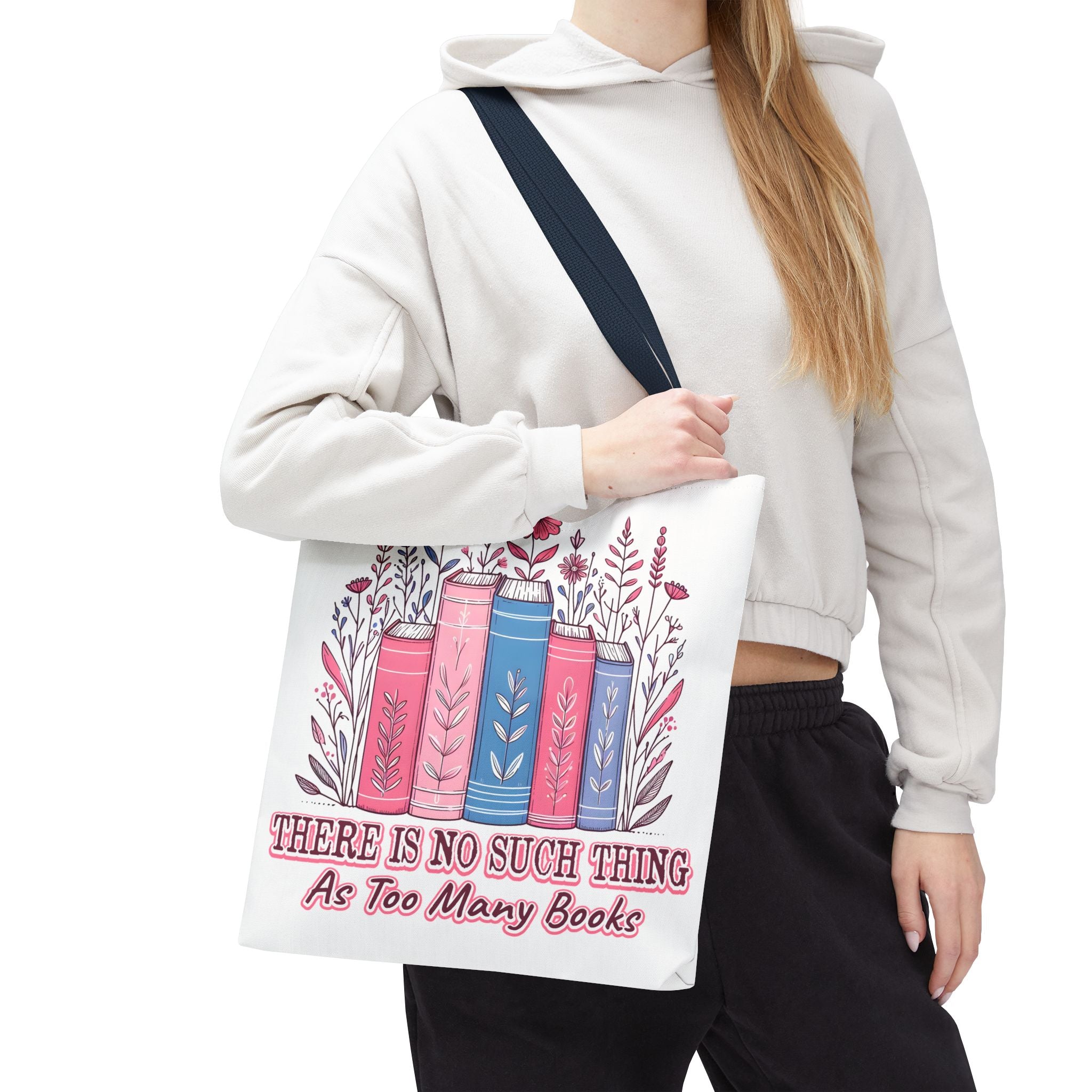 Whimsical Book Lover Tote Bag, Literary Gift, Bookish Accessories, Library Tote, Floral Books Design