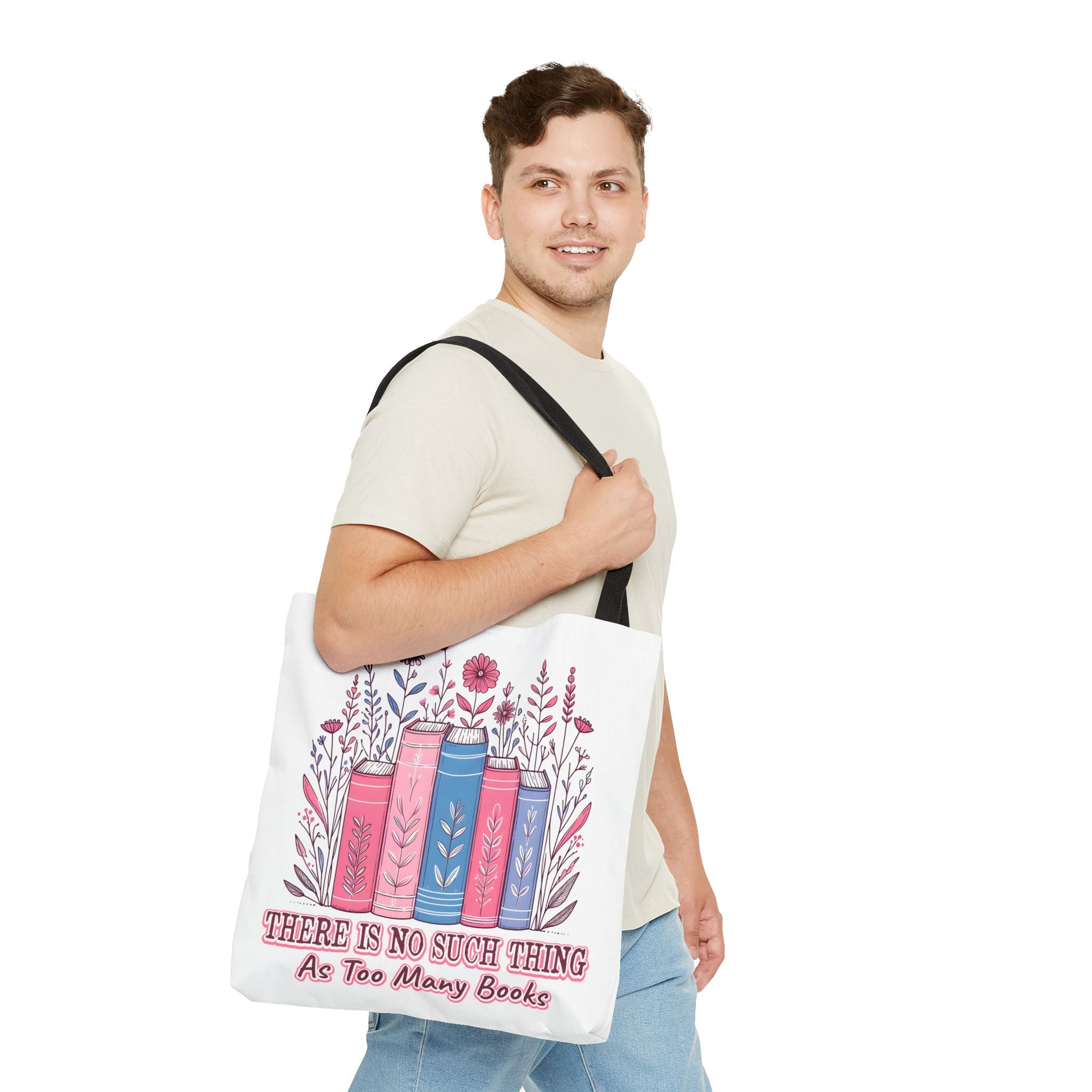 Whimsical Book Lover Tote Bag, Literary Gift, Bookish Accessories, Library Tote, Floral Books Design