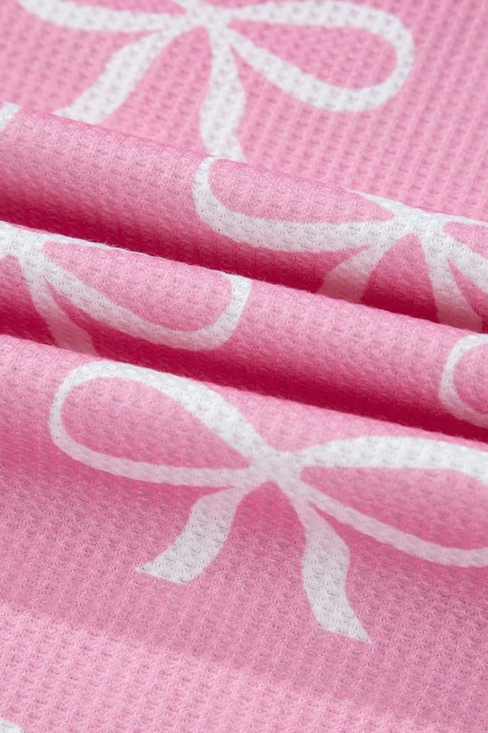 Bowknot Printed Notched T-Shirt and Shorts Set