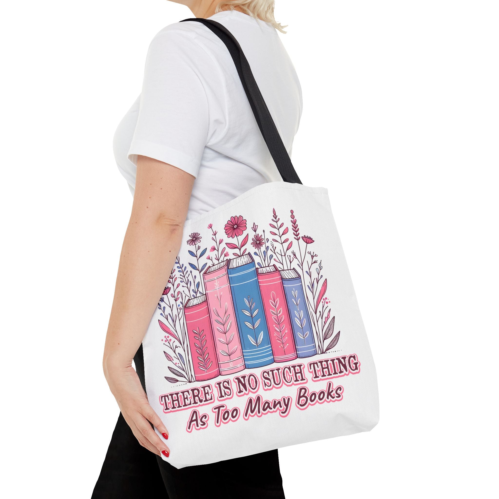 Whimsical Book Lover Tote Bag, Literary Gift, Bookish Accessories, Library Tote, Floral Books Design