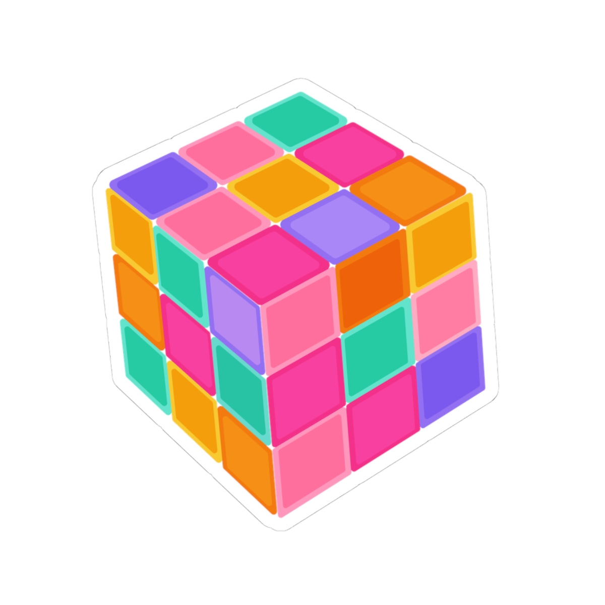 Colorful Rubik's Cube Kiss-Cut Stickers, Fun Laptop Stickers, Puzzle Game Decor, Gift for Gamers, Kids Party Favors, School Supplies