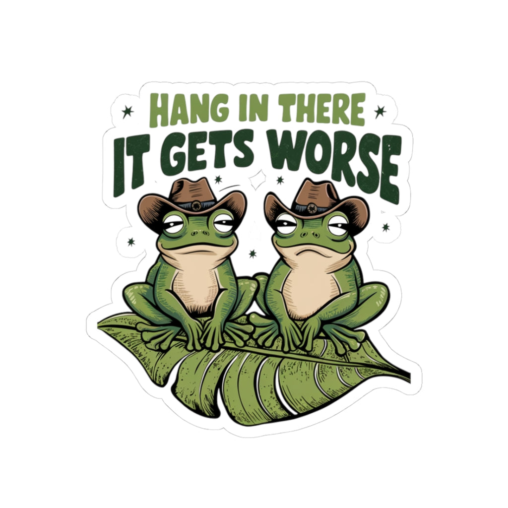 Playful Frog Kiss-Cut Stickers, Fun Laptop Decor, Humor Gifts, Positive Vibes, Greenery Stickers, Hang In There Motivation