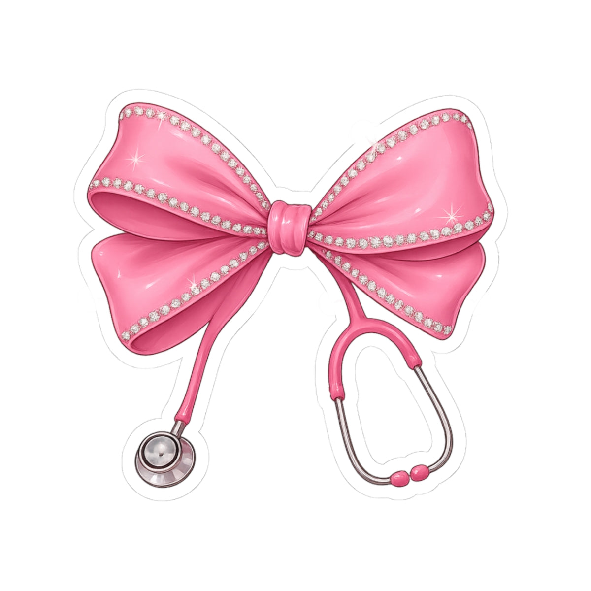 Pink Stethoscope Bow Stickers, Cute Nurse Decor, Medical Gift, Laptop Accessories, Party Favors