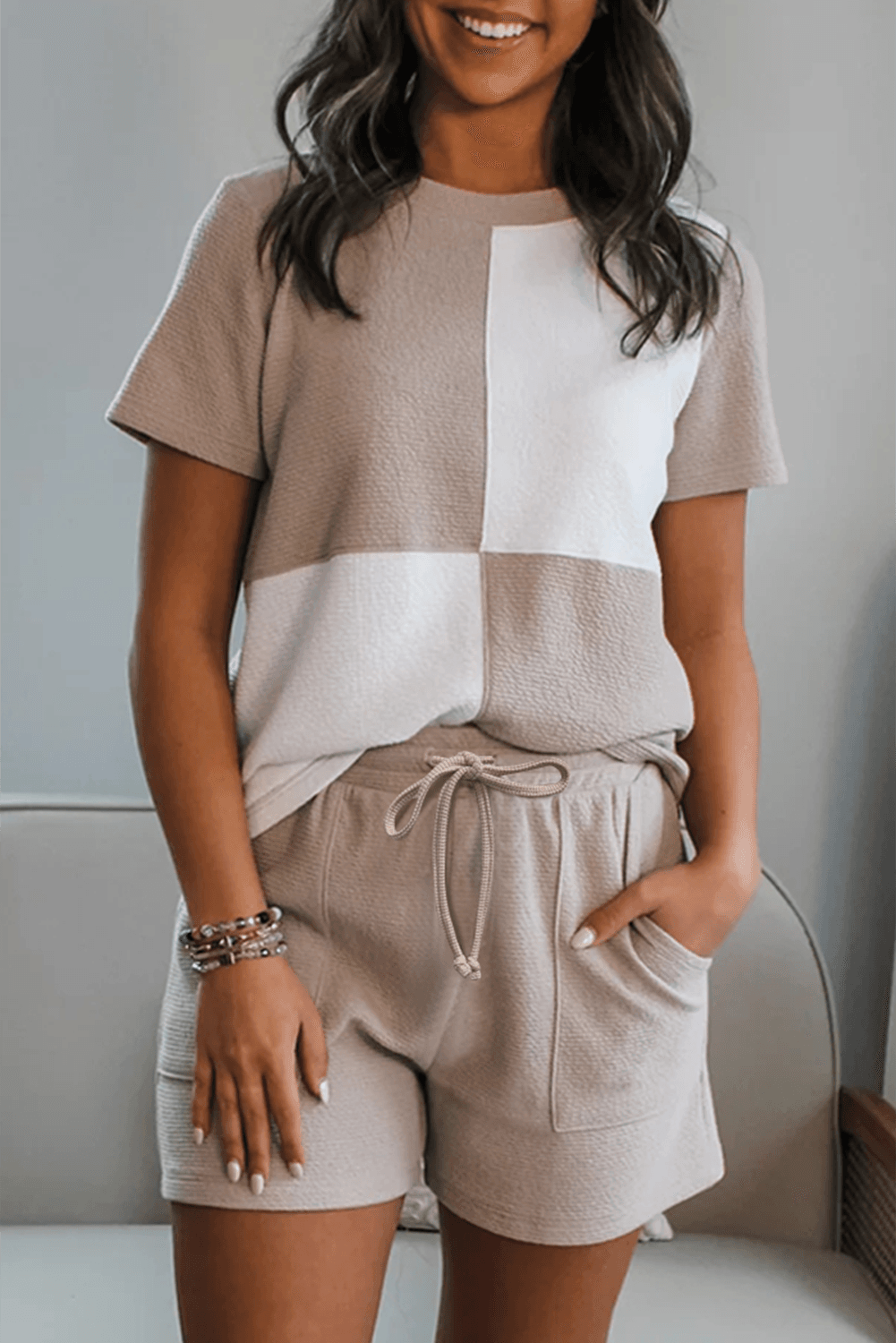 Colorblock Patchwork Tee and Shorts Set