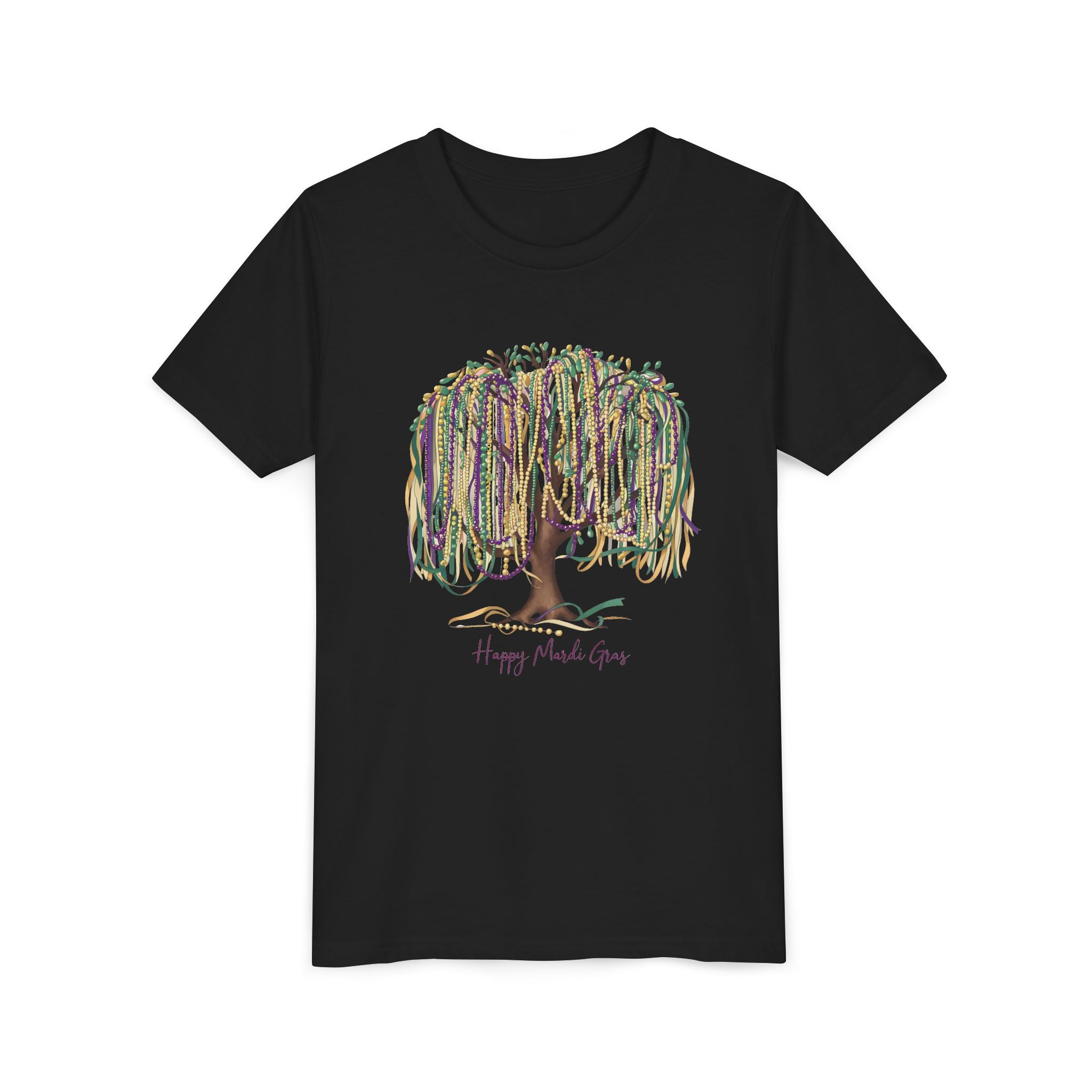 Happy Mardi Gras Youth Short Sleeve Tee, Colorful Festival Shirt for Kids, Celebration T-Shirt, Perfect for Parades, Kids Party Wear
