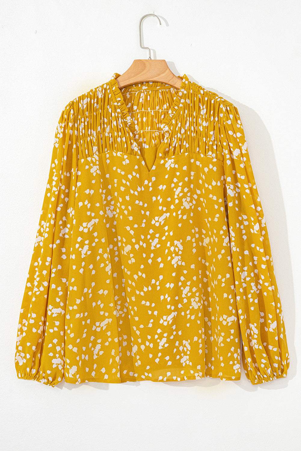 Plus Size Floral Ruched V-Neck Blouse